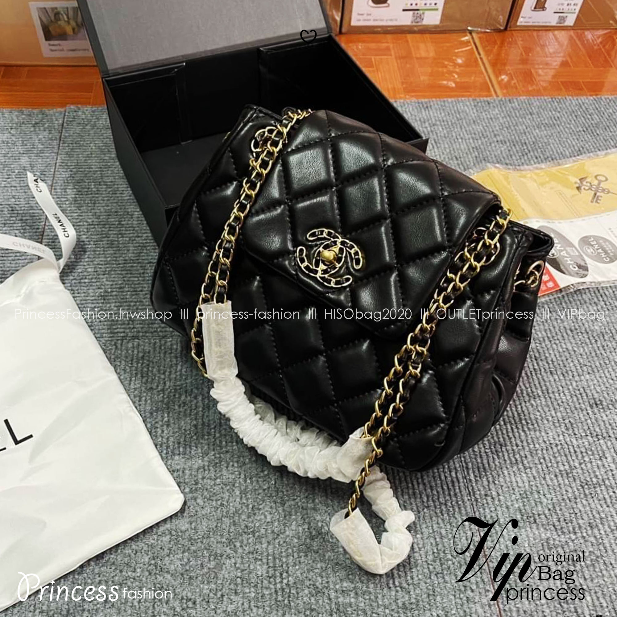 Chanel Flap Bag On Chain กระเป๋าสะพายสีดำคลาสสิก มาพร้อมสายโซ่สีทองสลับหนัง ใบขนาดกำลังสวย ใช้ถือออกงานคือปังมากกก รีบคว้าด่วนค่ะ!!