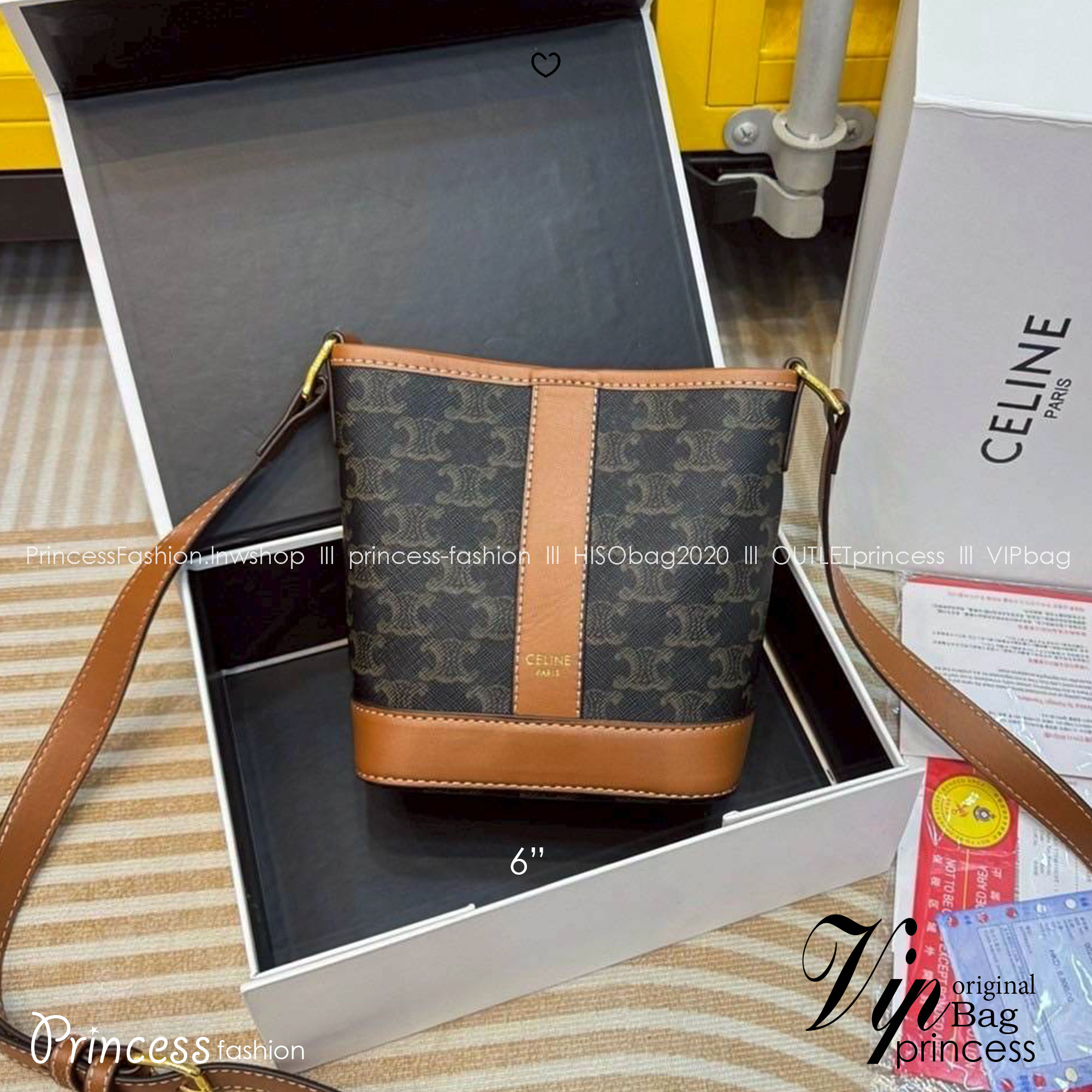 Celine bucket bag in Triomphe canvas and leather / Celine Tote Bag 6" 8" 9.5" กระเป๋าสะพายทรงบัคเก็ต โท้ทรุ่นแรกของแบรนด์ที่ได้รับความนิยมมากที่สุด ควรมีติดตู้ไว้เลย ดีไซน์สวยคลาสสิคไม่มีเอาท์