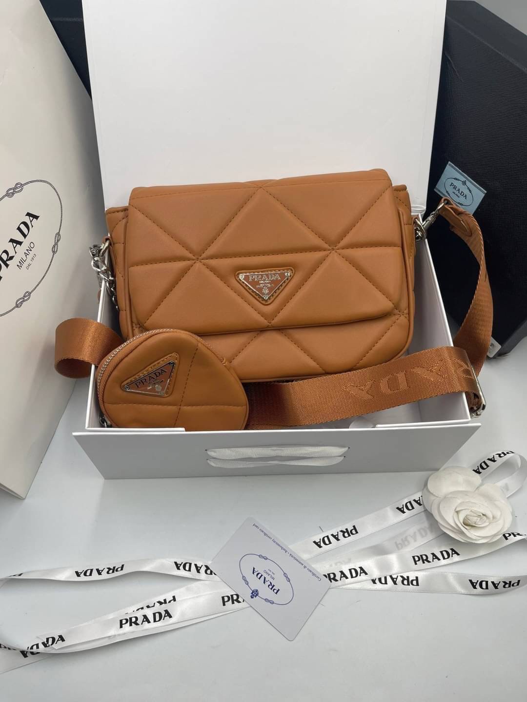 VIP 】PRADA System nappa leather patchwork bag หนังแท้ พร้อมส่งที่ไทย 6 สี