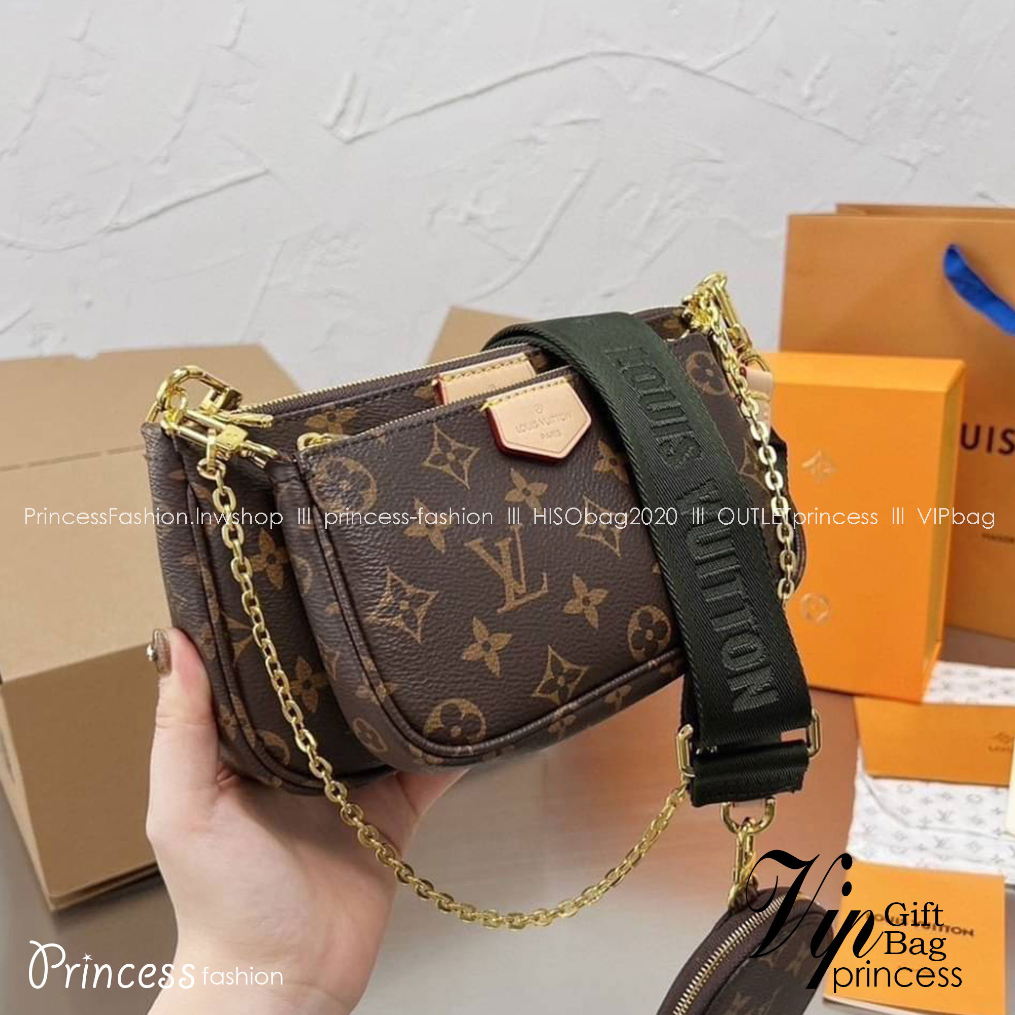LV Multi Pochette Accessoires Monogram 3in1 เกรดออริจินอล กระเป๋าสะพายมัลติฟังก์ชั่น สุดฮอต สาวๆคลั่งกันหนักมาก ดีงาม ดีไซน์คลาสสิควินเทจ โดดเด่นด้วยดีเทลกระเป๋า 3 ใบ