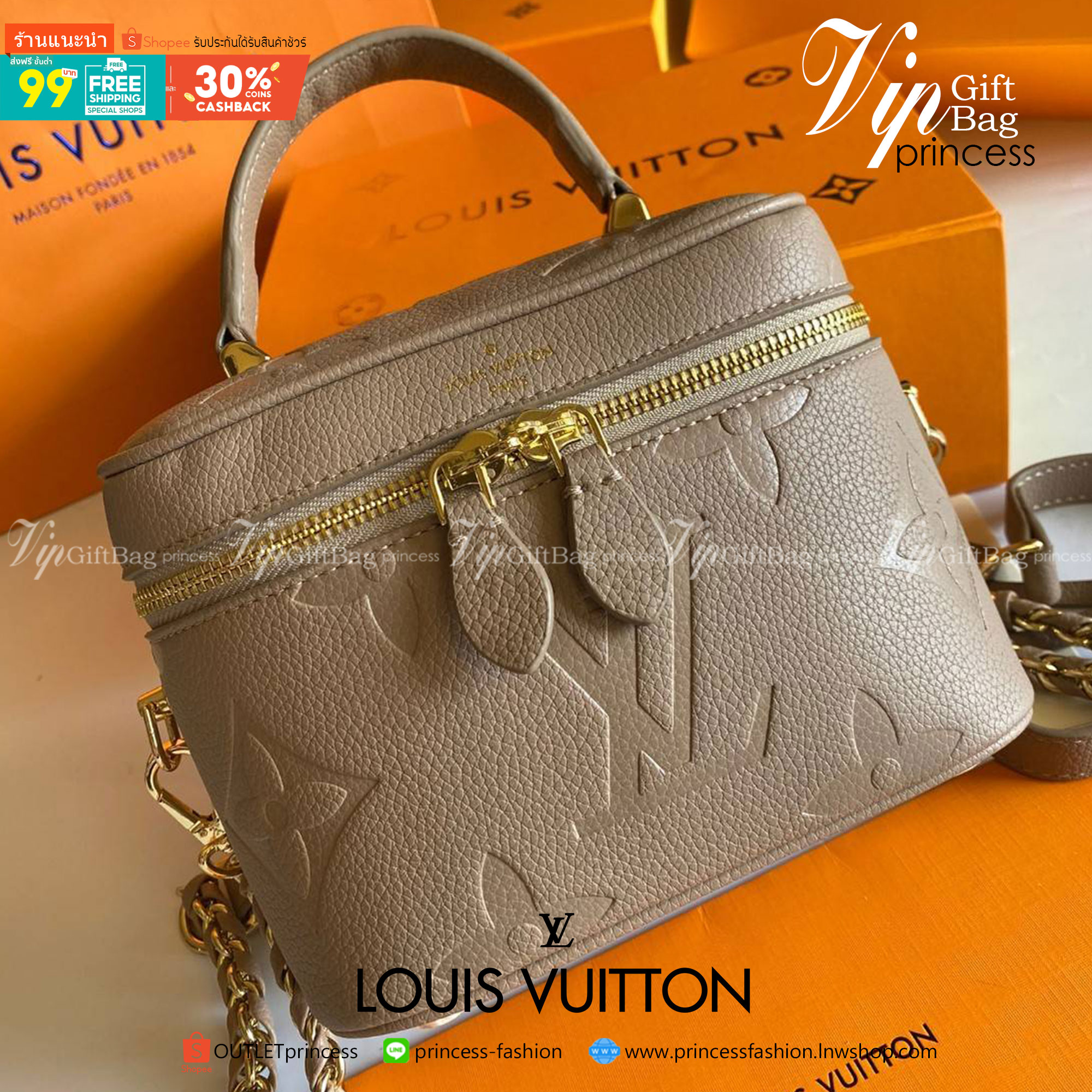 พรีเมี่ยมกิ๊ฟแท้ 100% 】VIPgift LOUIS VUITTON VANITY PM งานหนังแท้ รูปทรงหรูหราทันสมัย