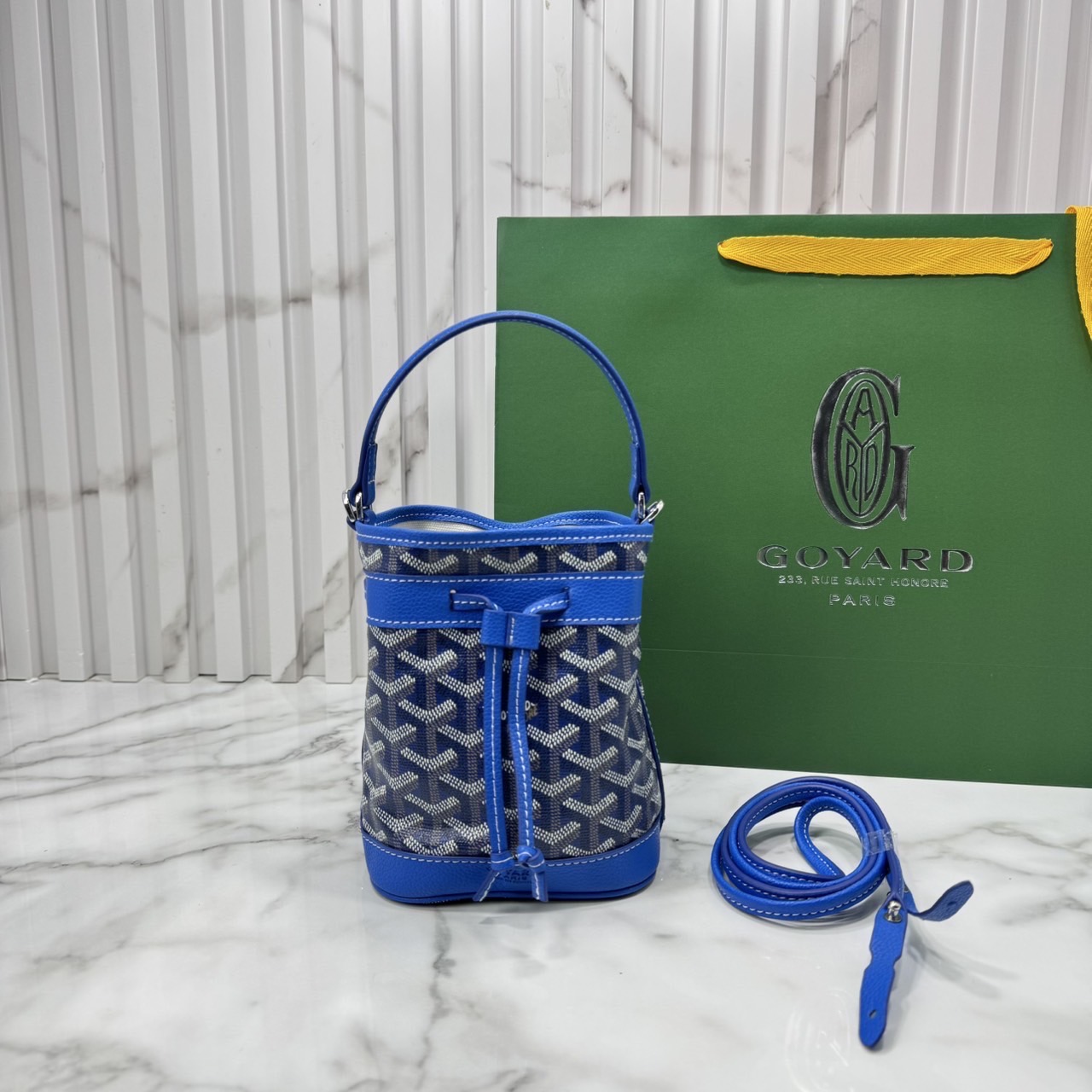 RI หนังแท้ | Goyard Petit Flot Mini bucket bag กระเป๋าสะพายทรงบัคเก็ต ไซส์มินิ ดูผู้ดีในตัว วัสดุหนังแคนวาสพิมพ์ลายสวยคม