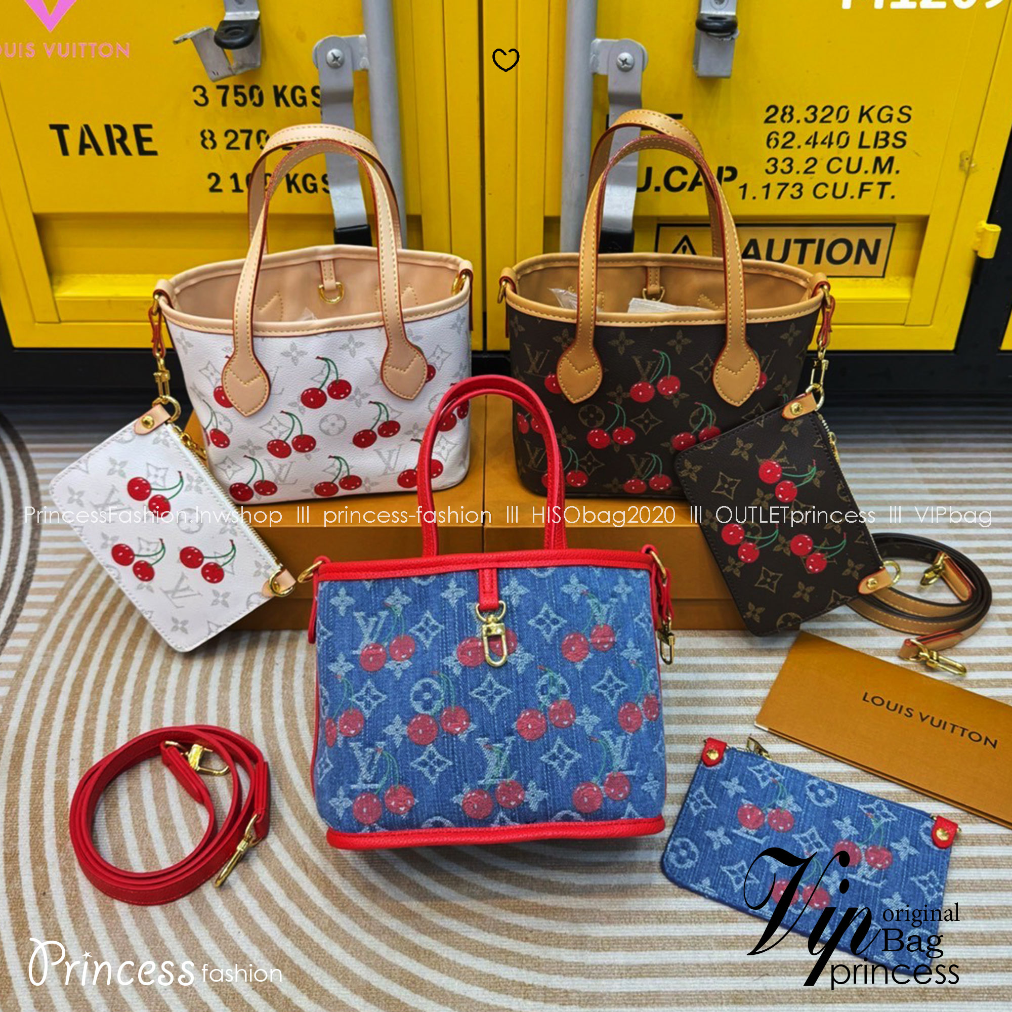LV x TM - Neverfull Inside Out BB Bag Monogram cherry กระเป๋าสะพายทรงโท้ทใบเล็กน่ารัก กลับใช้งานได้ 2 ด้าน ดีไซน์ใหม่ล่าสุดก่อนใคร