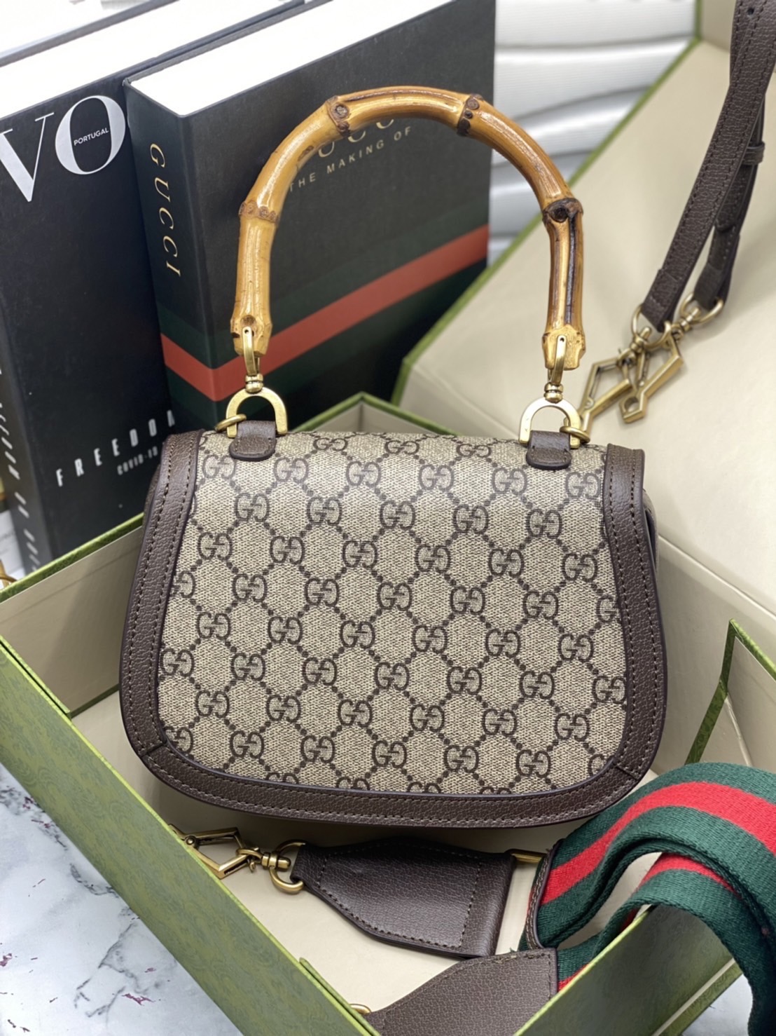 หนังแท้ Gucci Bamboo 1947 small top handle bag พร้อมส่งที่ไทย