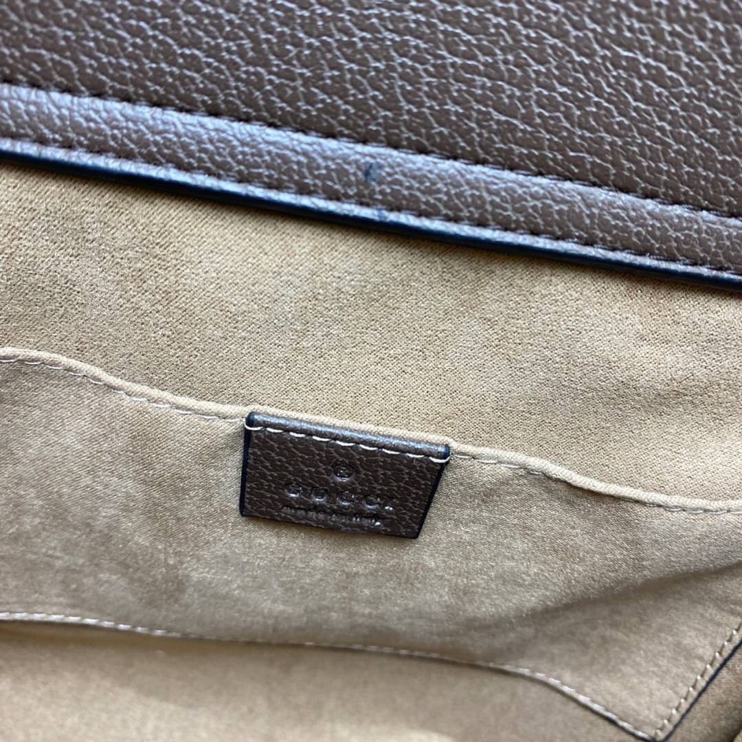 หนังแท้ Gucci Diana jumbo GG tote bag (mini/small) พร้อมส่งที่ไทย Brown Camel and ebony jumbo GG canvas ภาพถ่ายจากสินค้าจริง