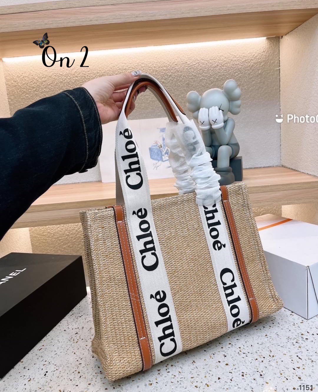 CHLOE Woody tote bag 14" / Chloe Women's Straw Woven Canvas Print Shopping Bag ปังไม่ไหว รุ่นมาใหม่งานสานแน่นเต็มใบ สายสะพายแคนวาสพิมพ์ชื่อแบรนด์แบบตะโกน สวยลงตัวรุ่นนึ้ไม่ควรพลาดน้า