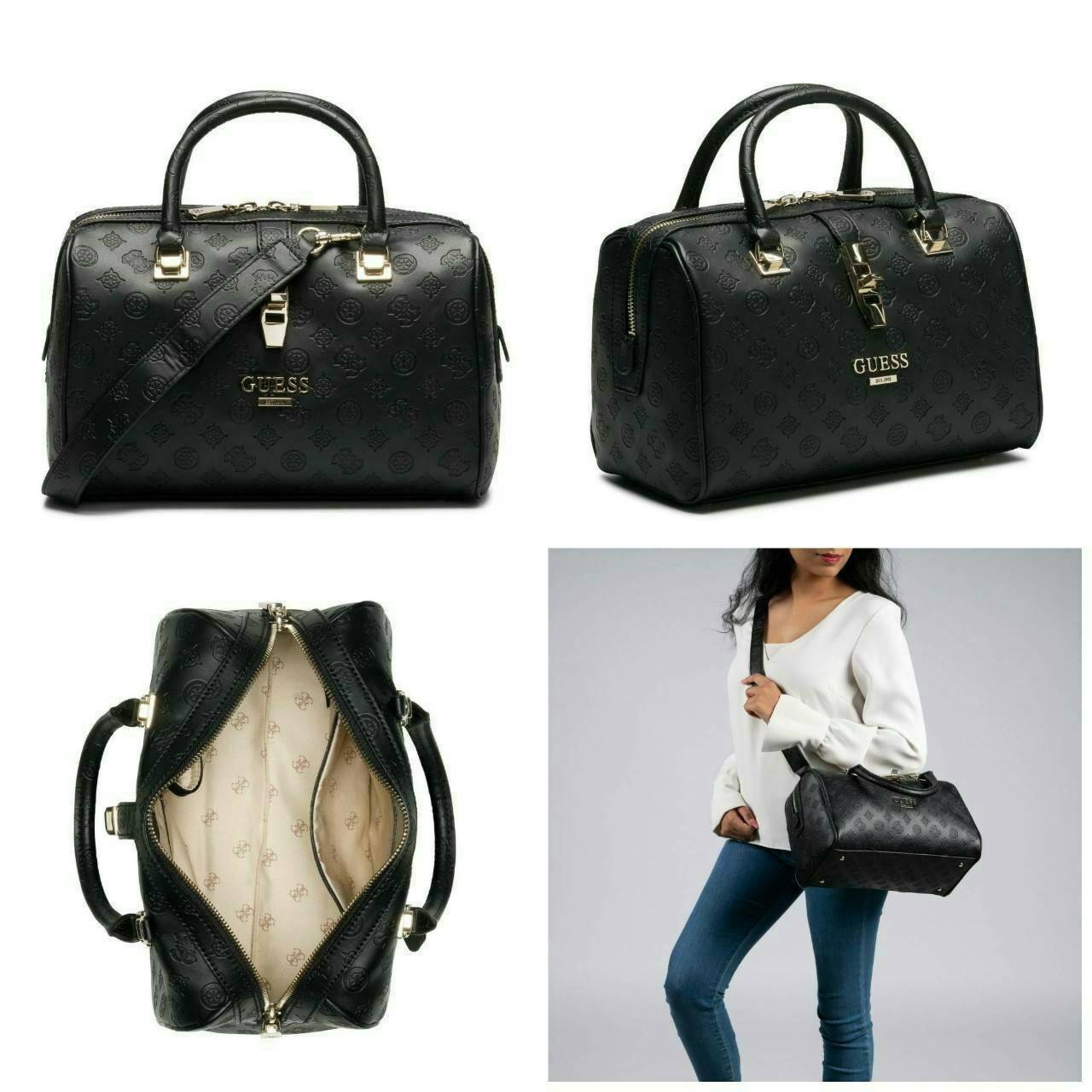 Guess Peony Classic Box Satchel คอลเลคชั่นใหม่สวยหรูจาก Guess กระเป๋าสะพายหนังนิ่มปั๊มแบรนด์รอบใบ ขนาดกำลังดี ฐานกระเป๋ามีหมุดรองฐานกันรอย หัวซิปปั๊มแบรนด์ ภายในกว้างจุของได้เยอะ มาพร้อมสายปรับและถอดออกได้ พร้อมส่ง 4 สี สวยทุกสี พลาดไม่ได้กับสาวยุคใหม่เลย