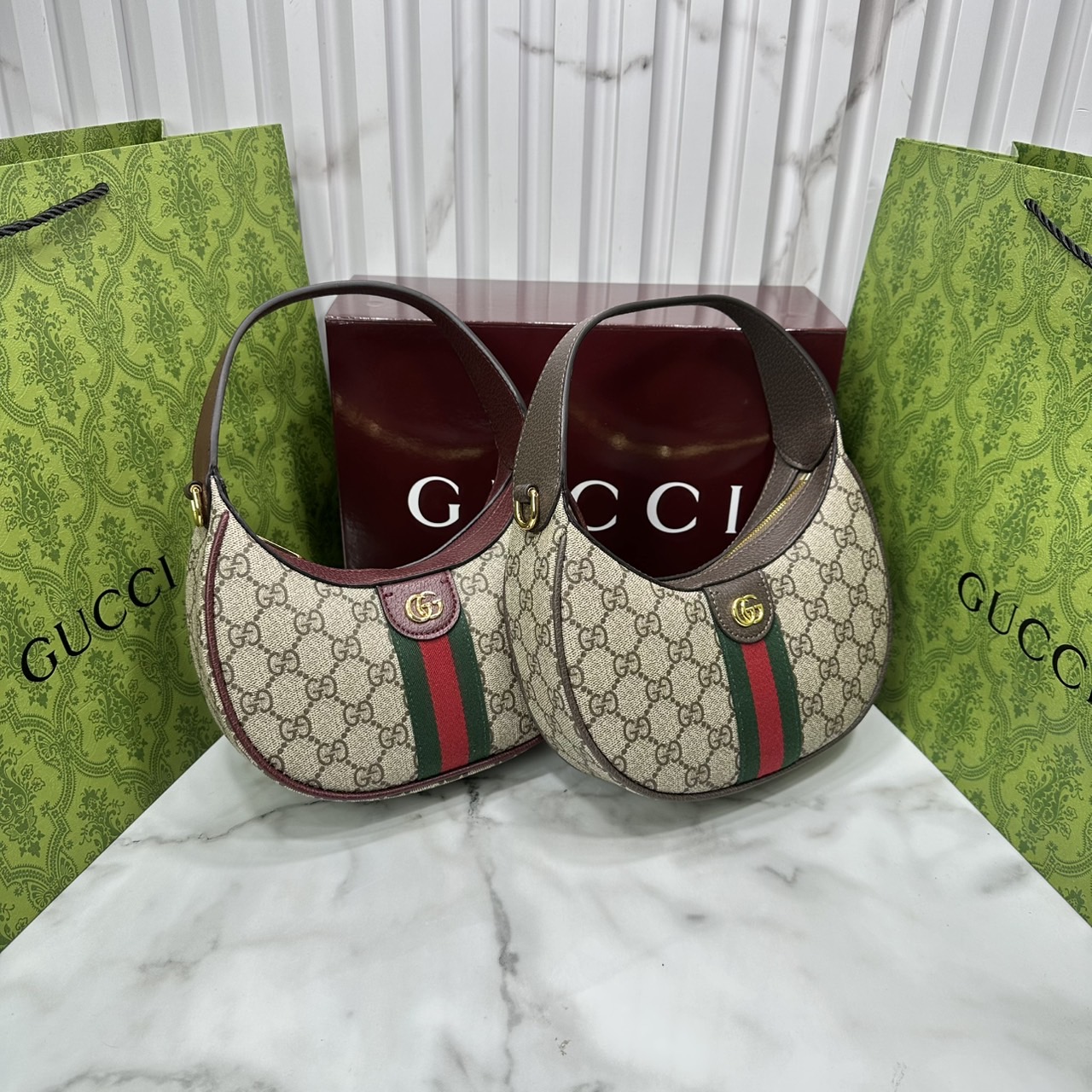 ORI หนังแท้ | Gucci Ophidia small shoulder bag / Gucci Hobo Bag กระเป๋าสะพายทรงโฮโบรูปพระจันทร์ มอบชีวิตชีวาให้กับมรดกของแบรนด์ด้วยแถบ Web