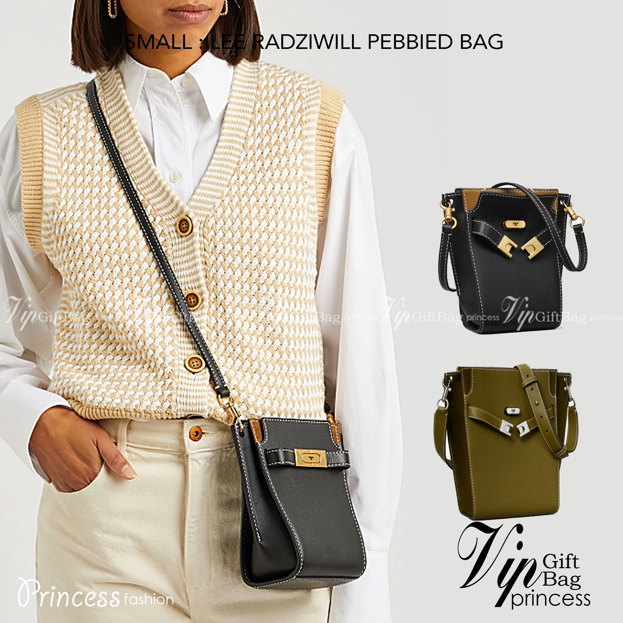 small TORY BURCH LEE RADZIWILL PEBBIED BAG ((139016)) แต่ใส่ได้จุ ขนาดพอดีลำตัว สวยมากๆค่ะ! ลุคหรูดูดีมากๆ กับกระเป๋าสะพายข้างจากTB รุ่นเล็ก