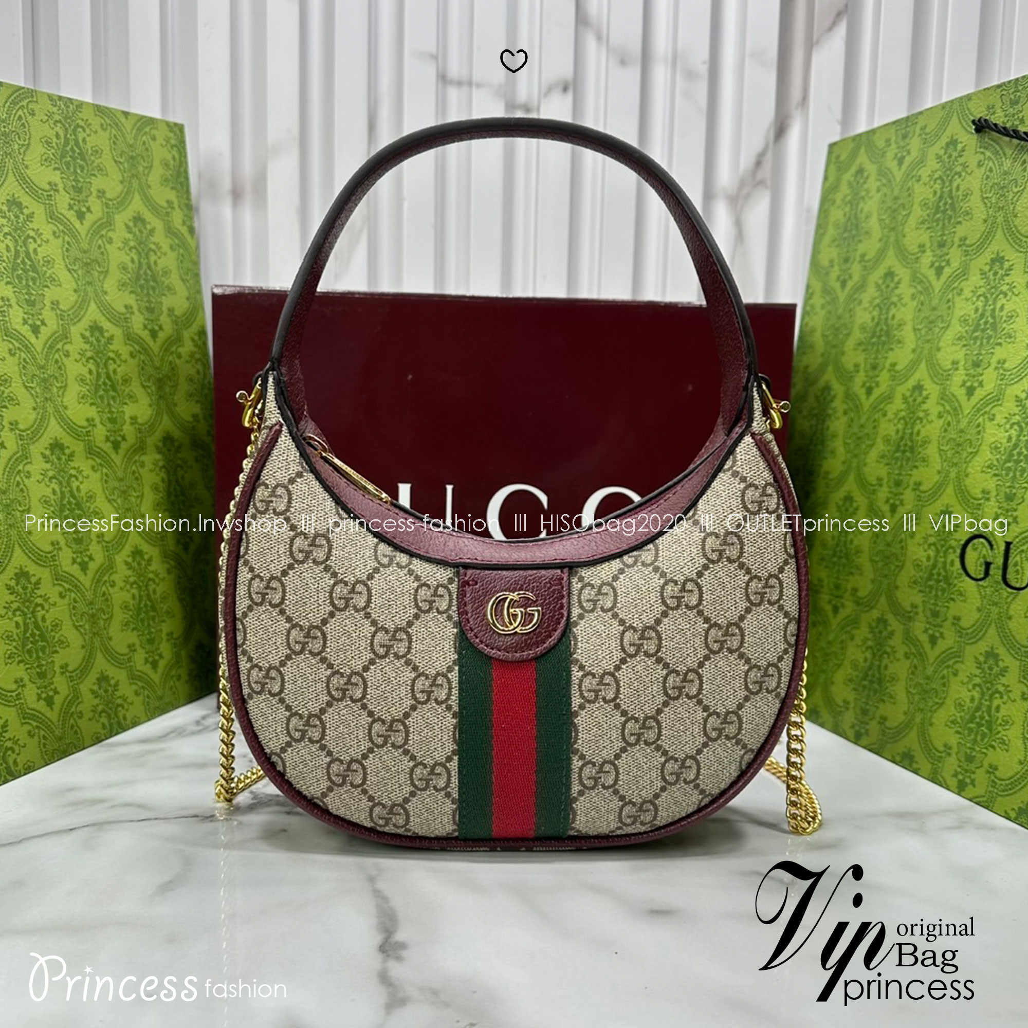 ORI หนังแท้ | Gucci Ophidia small shoulder bag / Gucci Hobo Bag กระเป๋าสะพายทรงโฮโบรูปพระจันทร์ มอบชีวิตชีวาให้กับมรดกของแบรนด์ด้วยแถบ Web