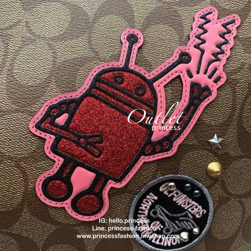 Coach KEITH HARING TOTE IN SIGNATURE CANVAS WITH PATCHES KHAKI MULTI /IMITATION GOLD