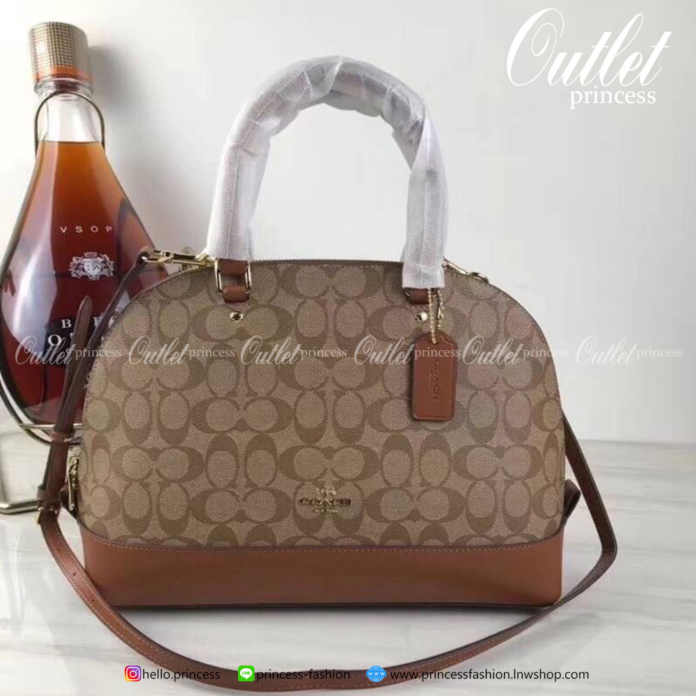 Coach ทรงโดมใหญ่ size 13” SIERRA SATCHEL IN SIGNATURE COACH IMITATION GOLD/BROWN