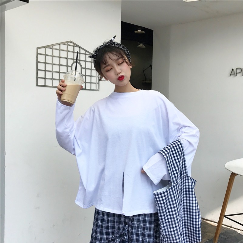 พร้อมส่ง 🌈 Oversize basic tops เสื้อโอเวอร์ไซส์ผ่าหน้า (IN32280)