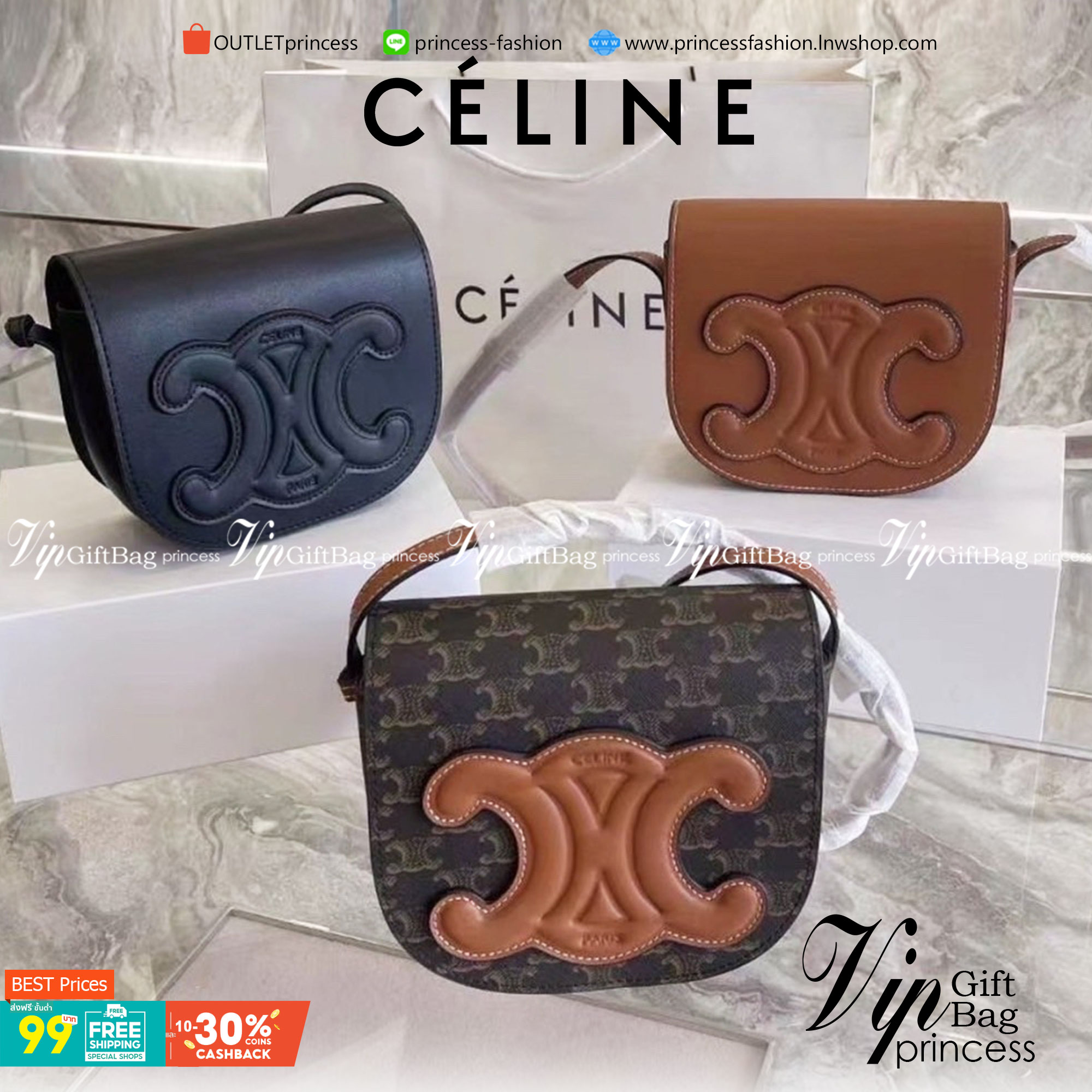 VIP 】CELINE MINI BAG IN TRIOMPHE CANVAS รุ่นโลโก้หน้าใหญ่ พร้อมส่งที่ไทย ราคาสุดคุ้ม หากใครที่กำลังมองหากระเป๋าสะพายข้าง ขนาดกะทัดรัด และเรียบหรู ต้องใบนี้เลยค่ะ เป็นกระเป๋าเปิดปิดแบบแบบฝาผับที่มีรูปทรงโค้งและที่ล็อกรูปทรงคล้ายเข็มขัด อีกทั้งยังสะท้อนความ