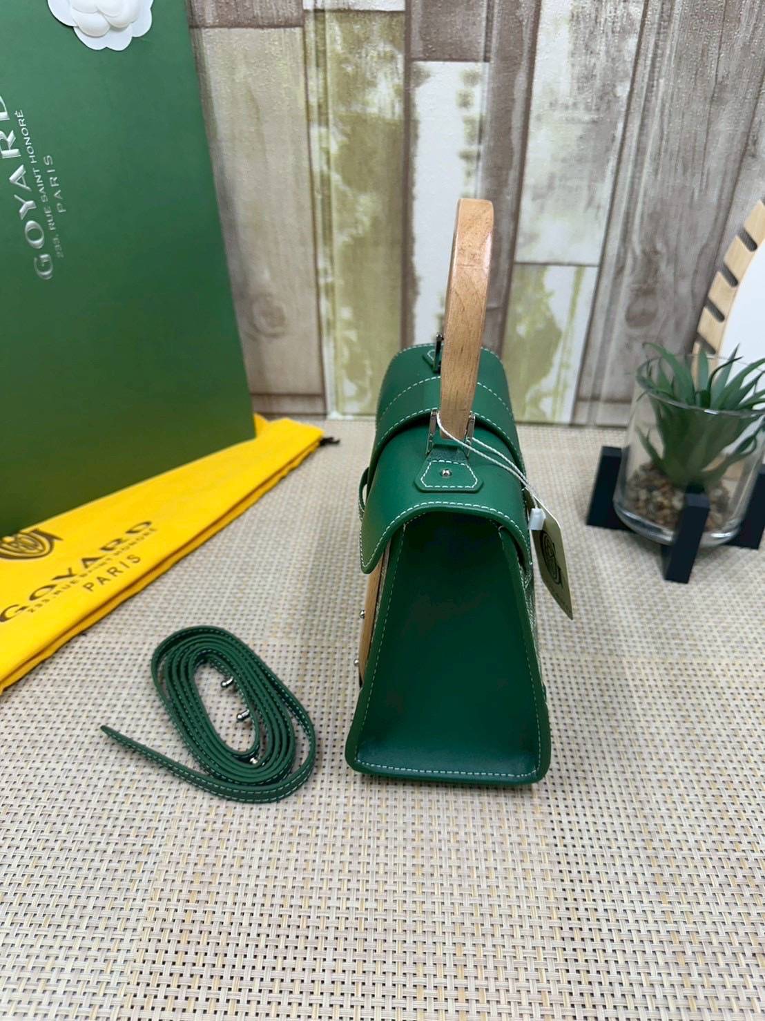 10 สี ORI หนังแท้ | GOYARD Saïgon Souple Mini Bag 20cm กระเป๋าถือ/สะพายดีไซน์หูจับไม้เป็นเอกลักษณ์ที่สวยหรูหราสง่างาม