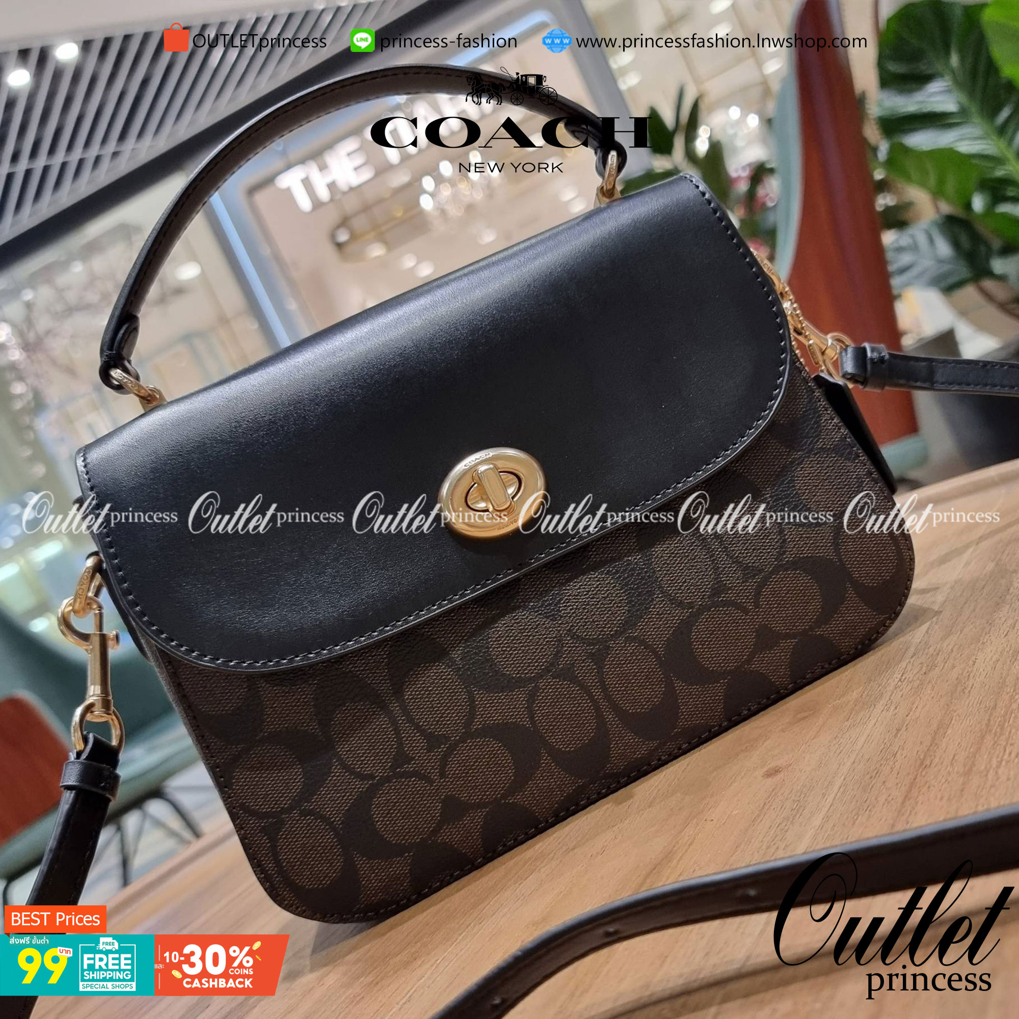 COACH C1765 MARLIE TOP HANDLE SATCHEL IN SIGNATURE CANVAS กระเป๋าถือ/สะพายข้าง มีดีไซน์ยูนีค โดดเด่น ตกแต่งโลโก้ด้านข้างอะไหล่ทอง สวยคลาสสิคด้วยวัสดุแคนวาสสลับหนังแท้ เปิด-ปิดด้วยตัวล็อคแน่นหนา ภายในเป็นช่องโล่ง ใส่ของได้ครบครัน มาพร้อมหูจับในตัวและสายสะพ