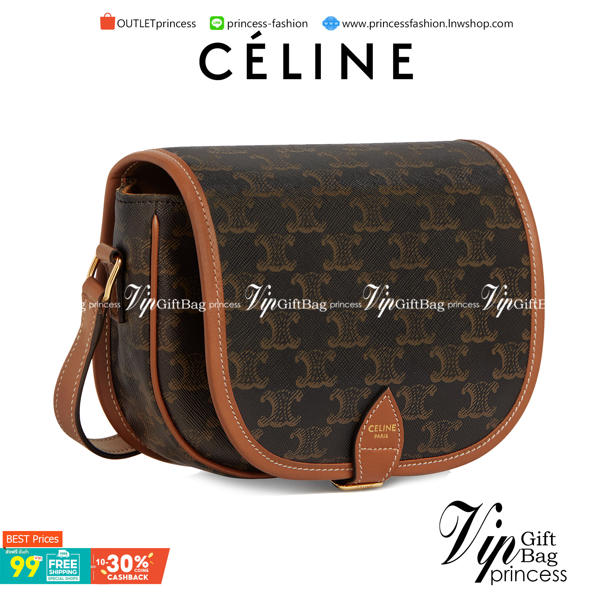 CELINE MEDIUM FOLCO BAG IN TRIOMPHE CANVAS หากใครที่กำลังมองหากระเป๋าสะพายข้าง ขนาดกะทัดรัด และเรียบหรู ต้องใบนี้เลยค่ะ เป็นกระเป๋าเปิดปิดแบบแบบฝาผับที่มีรูปทรงโค้งและที่ล็อกรูปทรงคล้ายเข็มขัด อีกทั้งยังสะท้อนความสวยสไตล์สาวปารีสได้อีกด้วย ด้านในของรุ่นนี