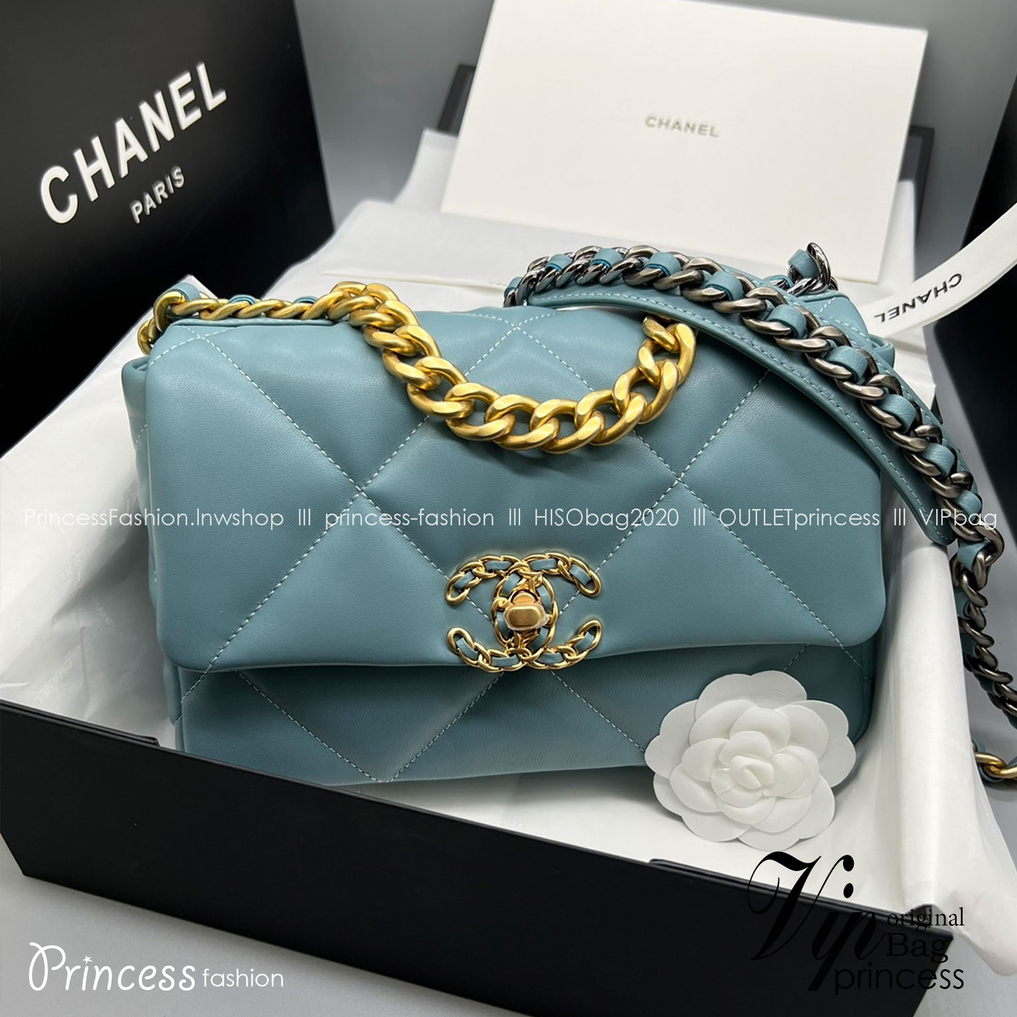 CHANEL 19 HANDBAG กระเป๋าสะพายดีไซส์คลาสสิคหนังแท้นิ่มเงาสวย เกรดออริ ท็อป สลับแท้ 1:1 เกรดดีสุด ผ่านทุก ตม ใช้งานต่างประเทศได้