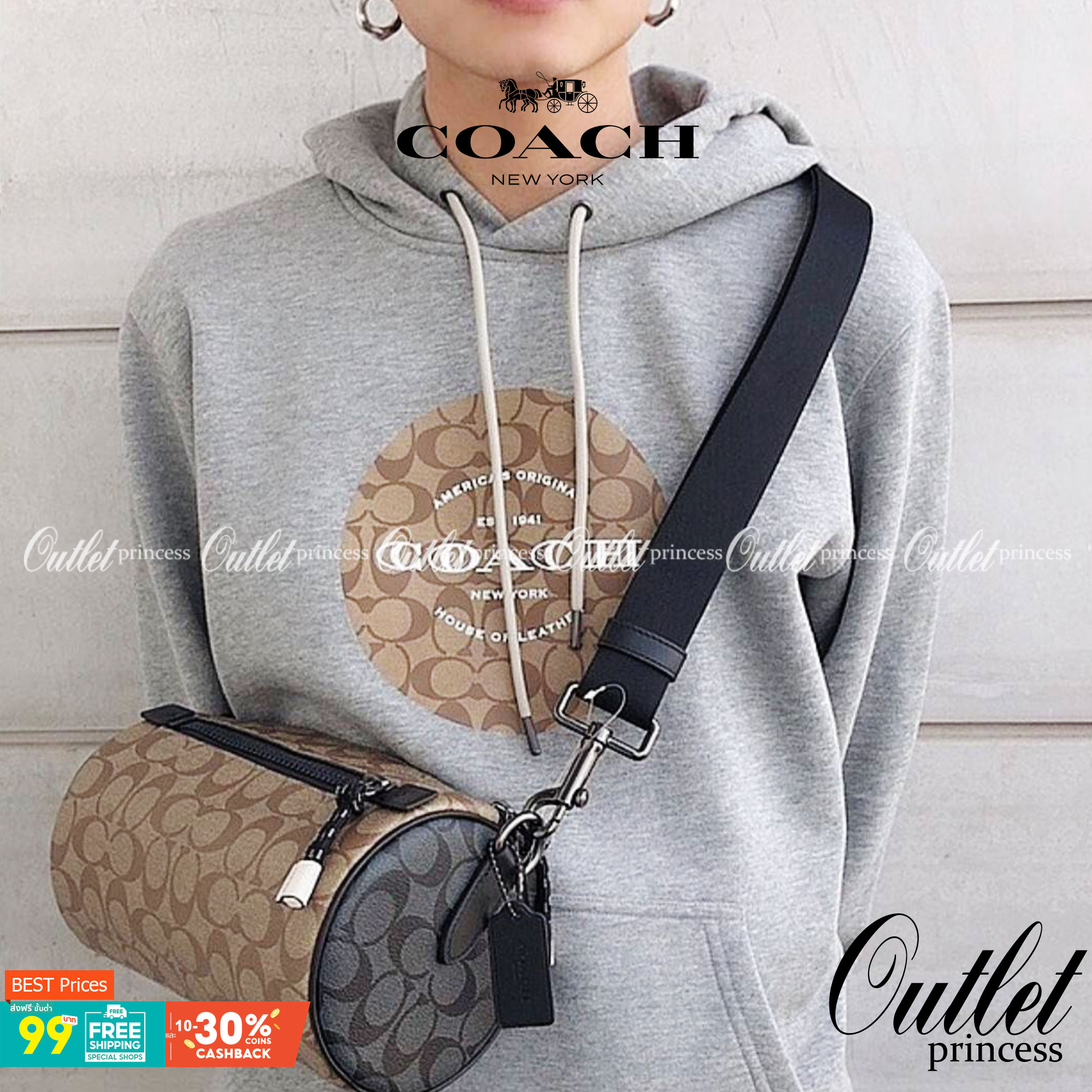 COACH BARREL SIGNATURE CANVAS CROSSBODY (C2957) กระเป๋าสะพาย ทรงเก๋ ขนาดกำลังดี ที่บอกได้คำเดียวว่า เท่ไม่หยอก!! คือดีย์มาก!!// วัสดุแคนวาส ผสมหนังแท้ ลาย SIGNATURE รูปทรงกระบอก// เปิด-ปิด ด้วยซิบ ด้านในโล่งกว้าง เก็บของได้เยอะ// มาพร้อมสายสะพาย สายสปอร์ต