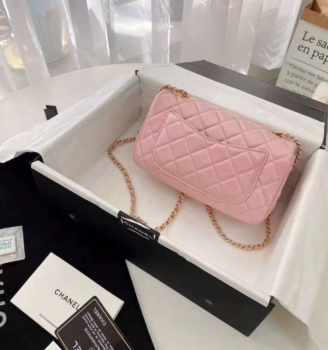 CHANEL MINI FLAP BAG CAVIAR Leather GOLD tone hardware พร้อมส่ง 5 สี