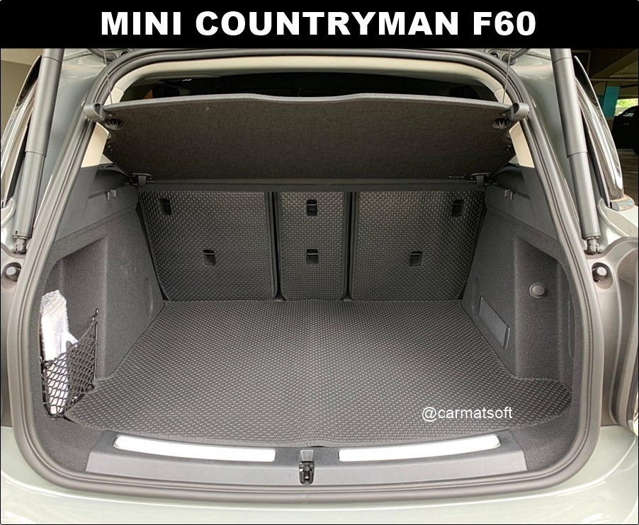 แผ่นปูท้ายรถ MINI Countryman F60 พรมกระดุมเม็ดเล็กpvc สีดำ รวมแผ่นปิดเบาะ เข้ารูป ตรงรุ่น