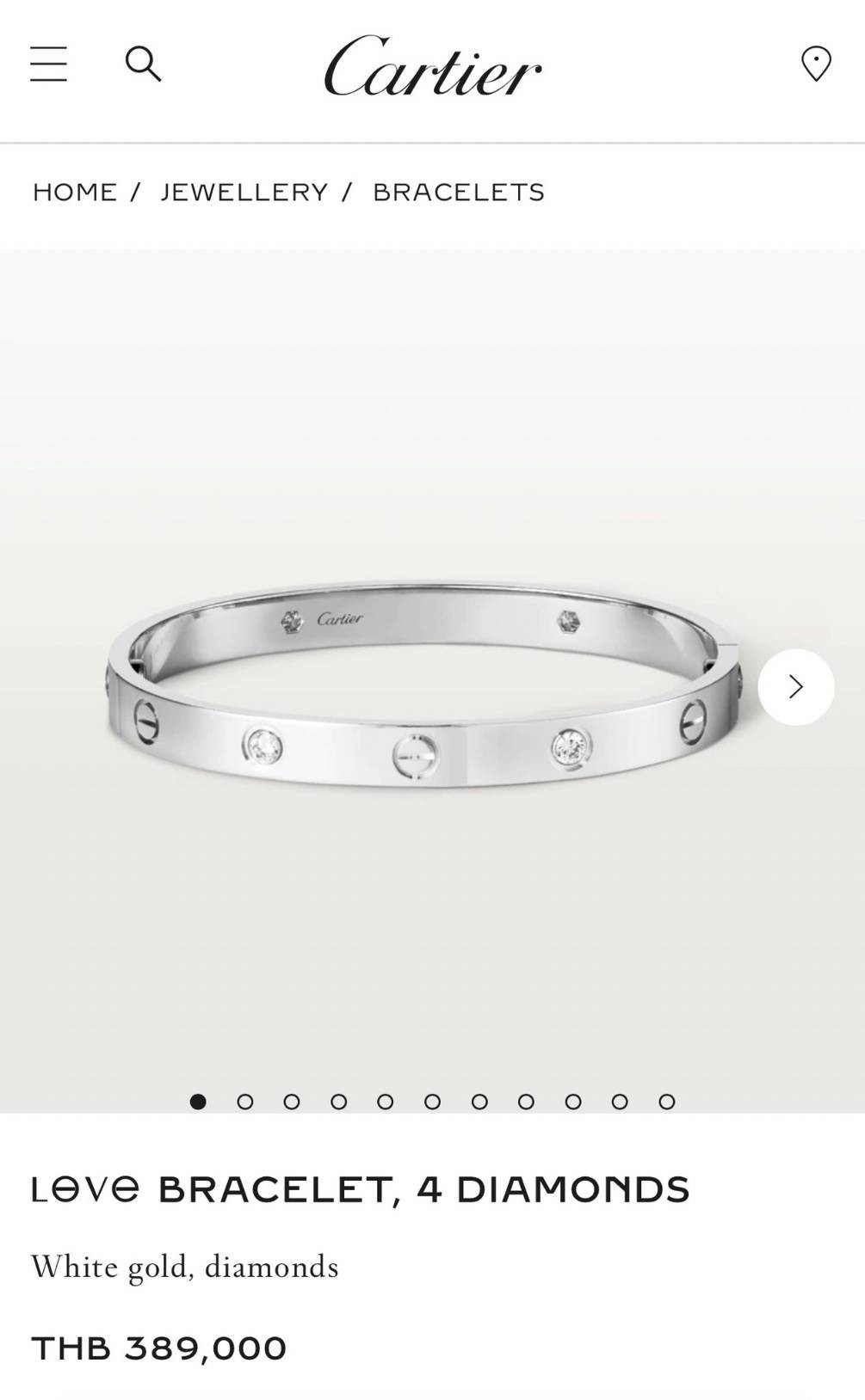 Cartier Love Bracelet, 4 diamonds กำไลข้อมือ Size 18 งานดีสุดเกรดออริจินิล วัสดุคุณภาพดี ไม่ลอกไม่ดำ กล่องใหญ่ตามแบบ งานปั้มครบตามรูปเลยค่ะ