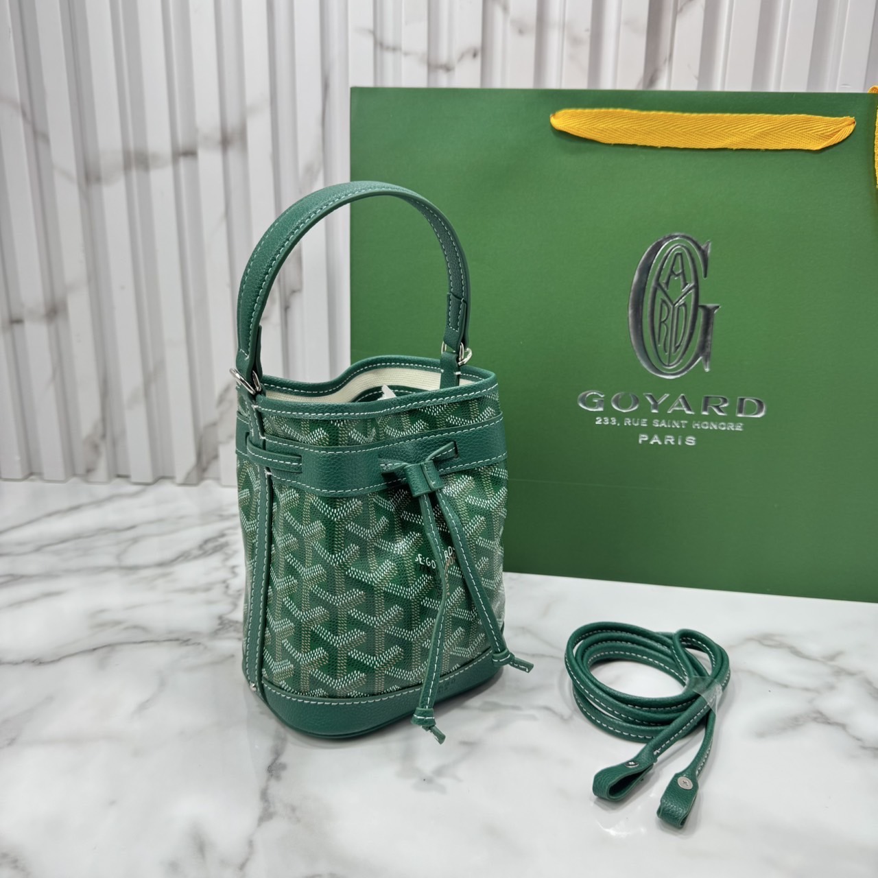 RI หนังแท้ | Goyard Petit Flot Mini bucket bag กระเป๋าสะพายทรงบัคเก็ต ไซส์มินิ ดูผู้ดีในตัว วัสดุหนังแคนวาสพิมพ์ลายสวยคม