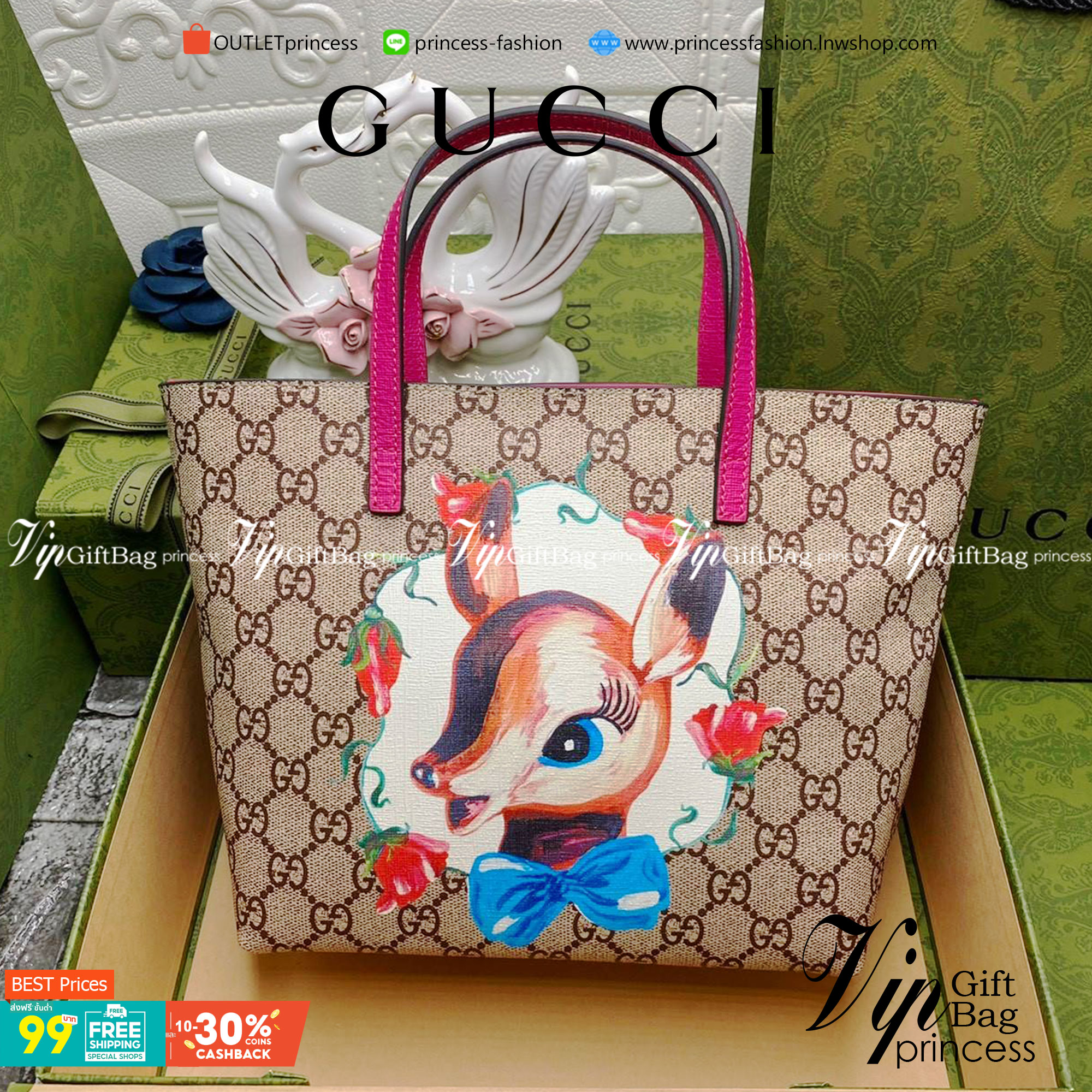 VIP 】Animal-Friendly Gucci Kid Tote Bag งานหนังแท้ทรงตั้งสวย ขนาดกะทัดรัด จุของได้เยอะ ใช้ได้ทั้งเด็กและผู้ใหญ่ น่ารักมากค่ะ **รุ่นขายดีตลอดกาล**