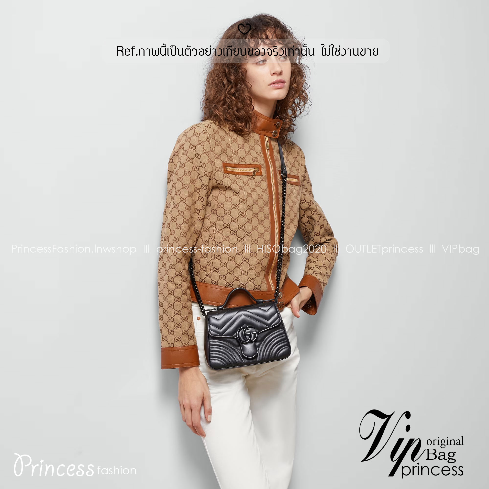 GUCCI GG Marmont mini top handle bag กระเป๋าสะพายข้างรุ่นคลาสสิค ดีไซน์ใหม่พร้อมหูจับในตัว ใช้งานง่าย สายสะพายยาวถอดได้ ถือออกงานก็ปัง