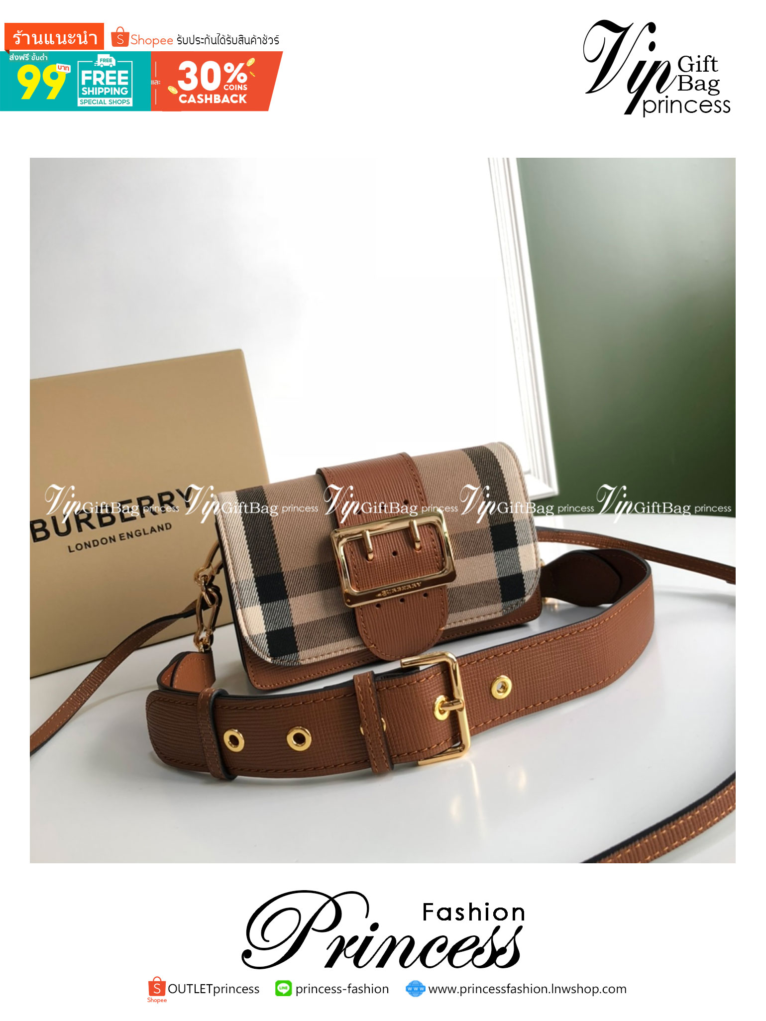 VIP 🥂 Burberry Buckle bag / BOLSA BURBERRY HAMPSHIRE VINTAGE CHECK LEATHER CROSS-BODY ปังไม่ไหววว ใครจะกล้าต้าน! มาใหม่ งานเรียบหรูลงตัวสุด ให้ความวินเทจนิดๆ ติดโมเดิร์นหน่อยๆ ได้ทุกลุค เกรดงานสวย.น่ารักมากๆ ใช้ได้ Everyday Look เลยค่า ใบจริงเลิศ 