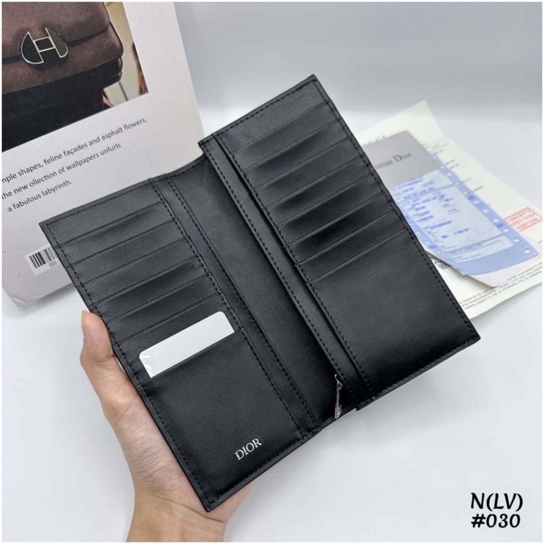 DIOR Vertical Long Wallet / CD Diamond Wallet Canvas กระเป๋าสตางค์ผู้ชาย พร้อมส่งที่ไทย ภาพสินค้าถ่ายจากงานขายจริง ใช้งานต่างประเทศได้