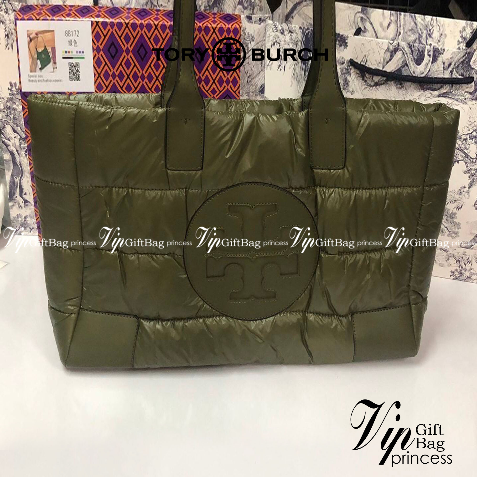 พร้อมส่งที่ไทย TORY BURCH Ella Puffer Tote Bag 40cm กระเป๋าโท้ทใบใหญ่ ภายในโล่งกว้าง จุของได้เยอะ ภาพสินค้าถ่ายจากงานขายจริง ใช้งานต่างประเทศได้