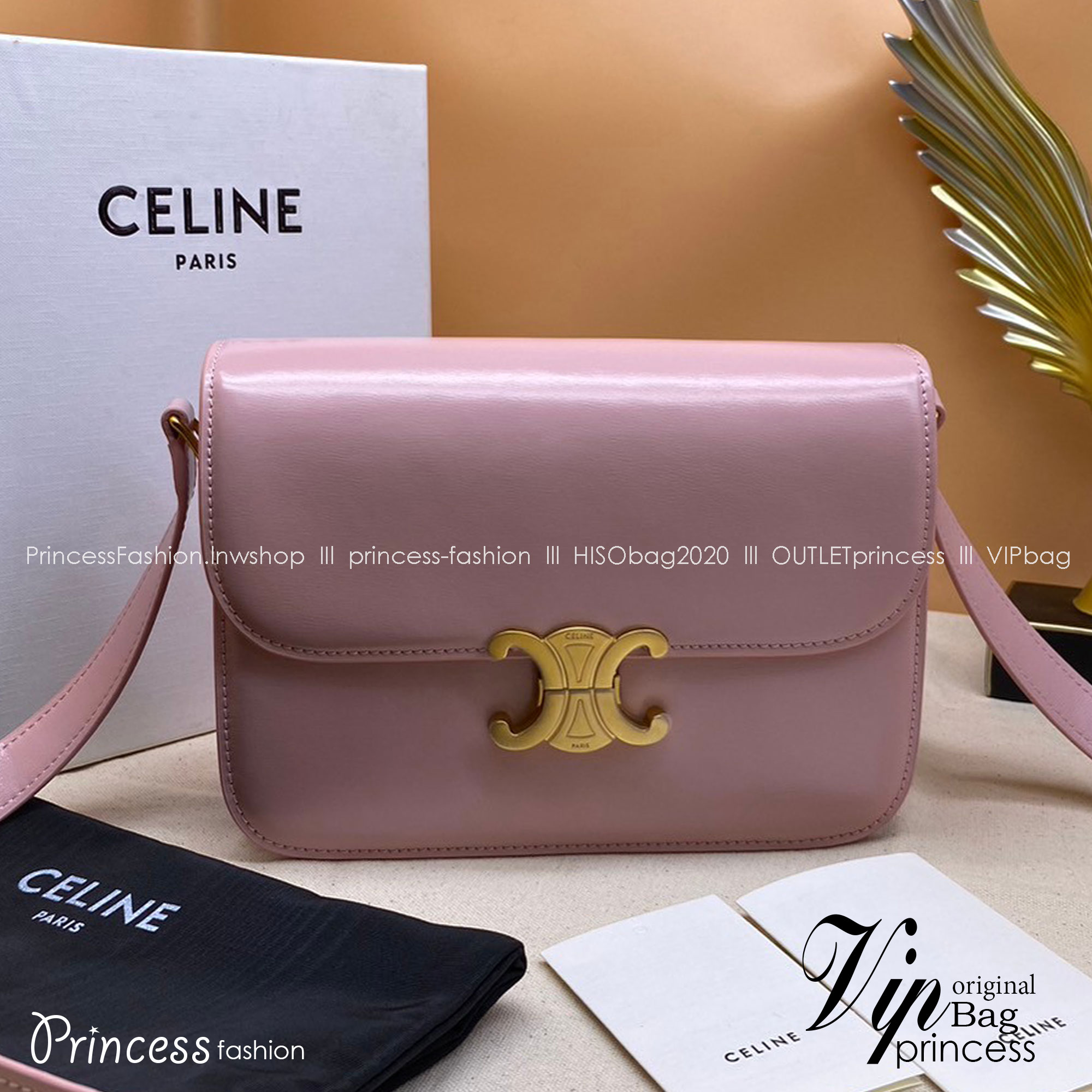 MEDIUM 22cm : CELINE CLASSIQUE TRIOMPHE BAG IN SHINY CALFSKIN / Celine Triomphe Bag / Celine Bag พร้อมส่ง 10 สี เกรดออริ 1:1 กระเป๋าแบรนด์หรูที่ควรมีแห่งปี