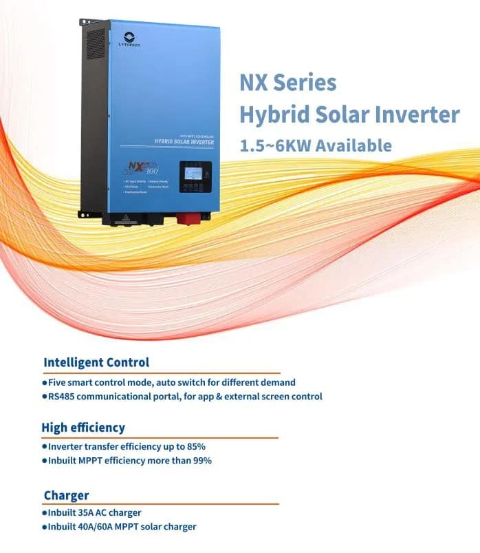 LVTOPSUN อินเวอร์เตอร์ 24v 1600W MPPT 40A หม้อแปลงเทอรอยด์ Hybrid OFFGRID