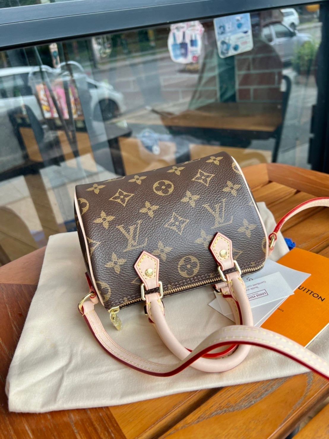LV Nano Speedy Monogram / LV Bag เกรดออริพร้อมส่ง กระเป๋าสะพายข้างไซส์มินิ วัสดุหนังแคนวาส