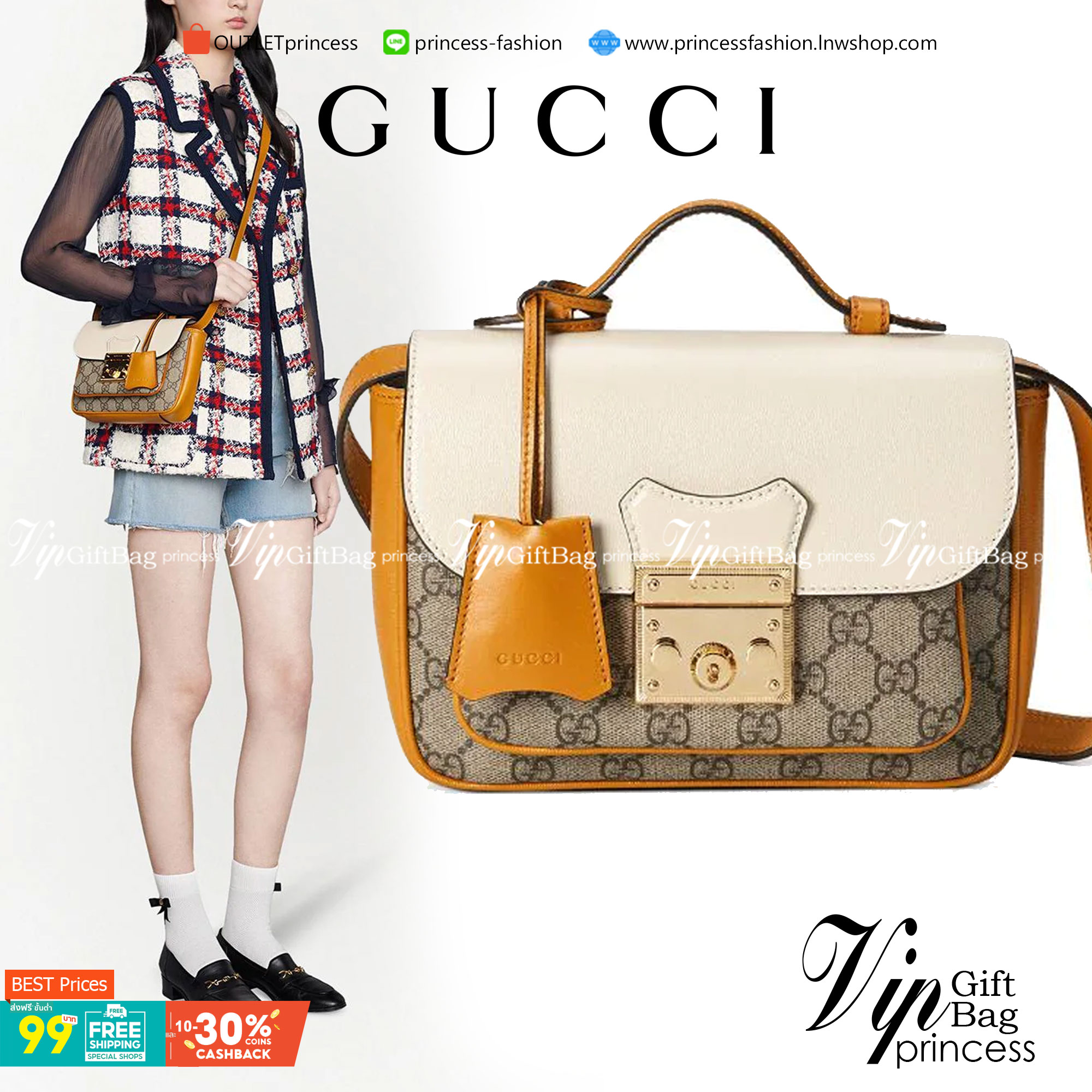 VIP GIFT 】หนังแท้ GUCCI mini Padlock bag GG Supreme canvas หนึ่งในแบรนด์เนมยอดฮิตระดับโลกที่สายแฟชั่นตัวจริงต้องมีสักใบในตู้ เพราะเป็นแบรนด์ที่เหล่าบรรดาเซเลปและดาราใช้กันเยอะมาก รุ่นก็เป็นอีกหนึ่งใบที่คุ้มค่าคุ้มราคามากค่ะ ด้วยดีไซน์ที่ใช้งานได้หลายโอกาส