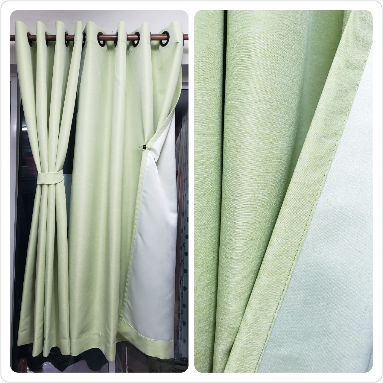 ผ้าม่านก.270*ส.255ซม. กันแสงUV95% รุ่น มินิมอล(minimalist)สีเขียวอ่อน