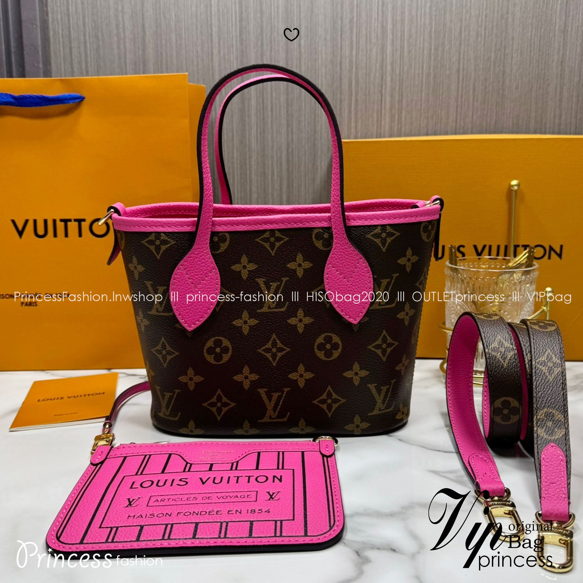 เกรดเทพ Top ORI | LV Neverfull Bandoulière Inside Out BB Bag กระเป๋าทรงโท้ทไซส์เล็ก พร้อมใบลูก กลับใช้งานได้ 2 ด้าน เกรดดีสุด หนังแท้ แคนวาสแท้
