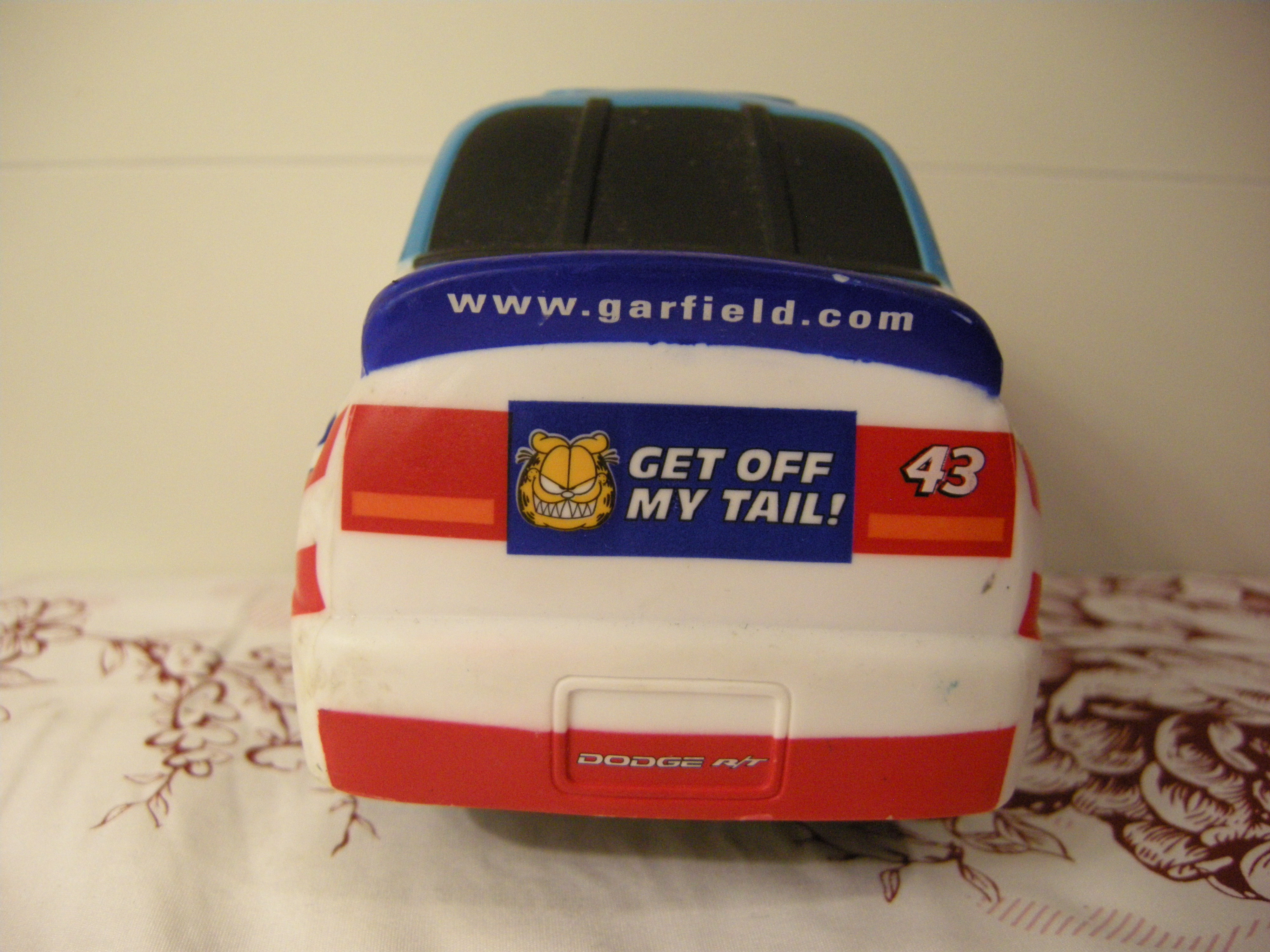 Richard Petty Garfield ERTL push button GO FAST DODGE RT NASCAR TODDLER TOY ของเล่ยมือสอง