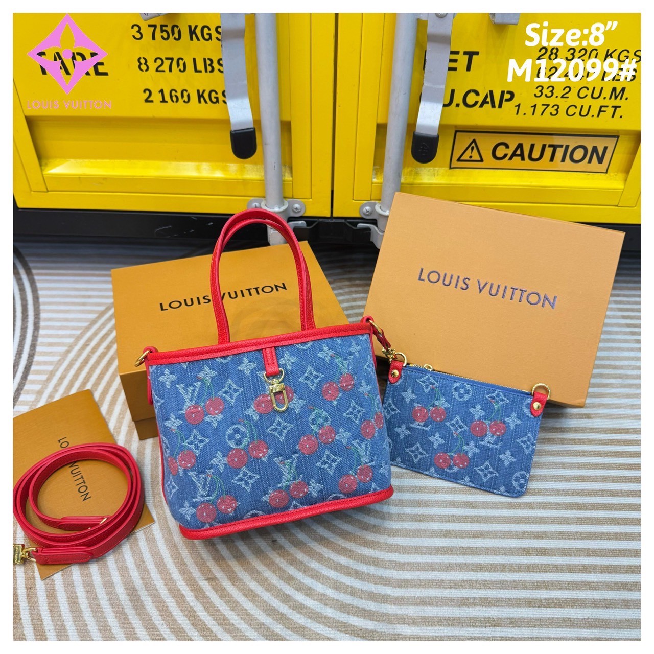 LV x TM - Neverfull Inside Out BB Bag Monogram cherry กระเป๋าสะพายทรงโท้ทใบเล็กน่ารัก กลับใช้งานได้ 2 ด้าน ดีไซน์ใหม่ล่าสุดก่อนใคร