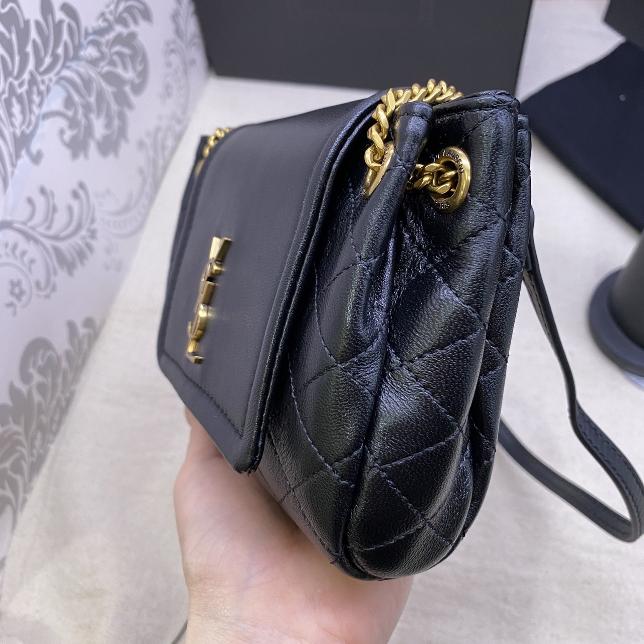 YSL mini nolita Black กระเป๋าสะพายดีไซน์หรูไซส์มินิ เกรดออริ สลับแท้ 1:1 ใช้ต่างประเทศได้ Nolita bag with front flap