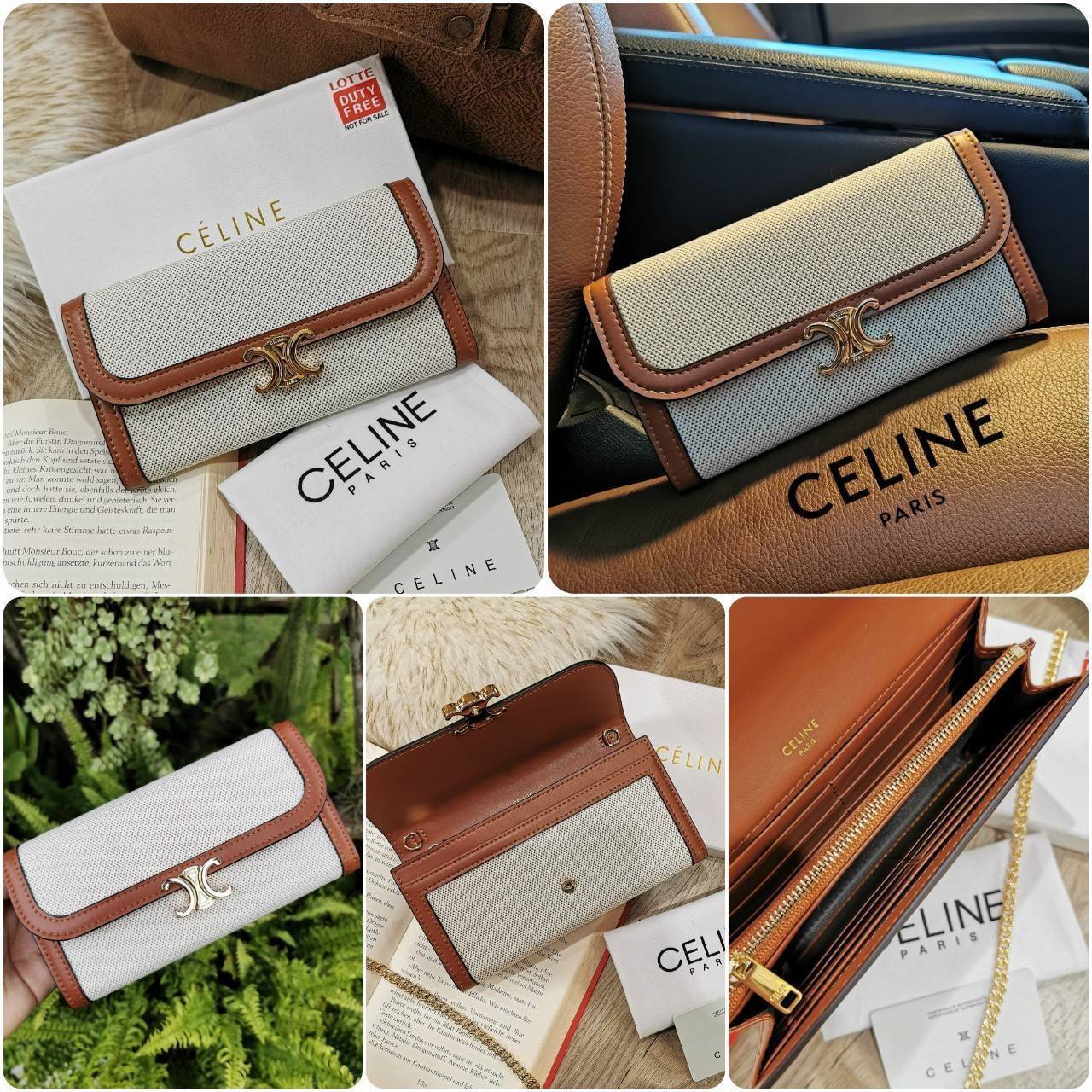 พรีเมี่ยมกิ๊ฟแท้ 100% 】CELINE LONG WALLET BAG VIP GIFT WITH PURCHASE-GWP กระเป๋าพรีเมี่ยมกิ๊ฟ Limited จาก CELINE HAUTE PARFUME DUTYFREE COUNTER วัสดุ Triomphe Canvas สวยอยู่ทรงเปิดปิดด้วยฝาปิดประดับโลโก้แบรนด์สีทองด้านหน้า ภายในมีช่องแบ่งเยอะมากค่ะ