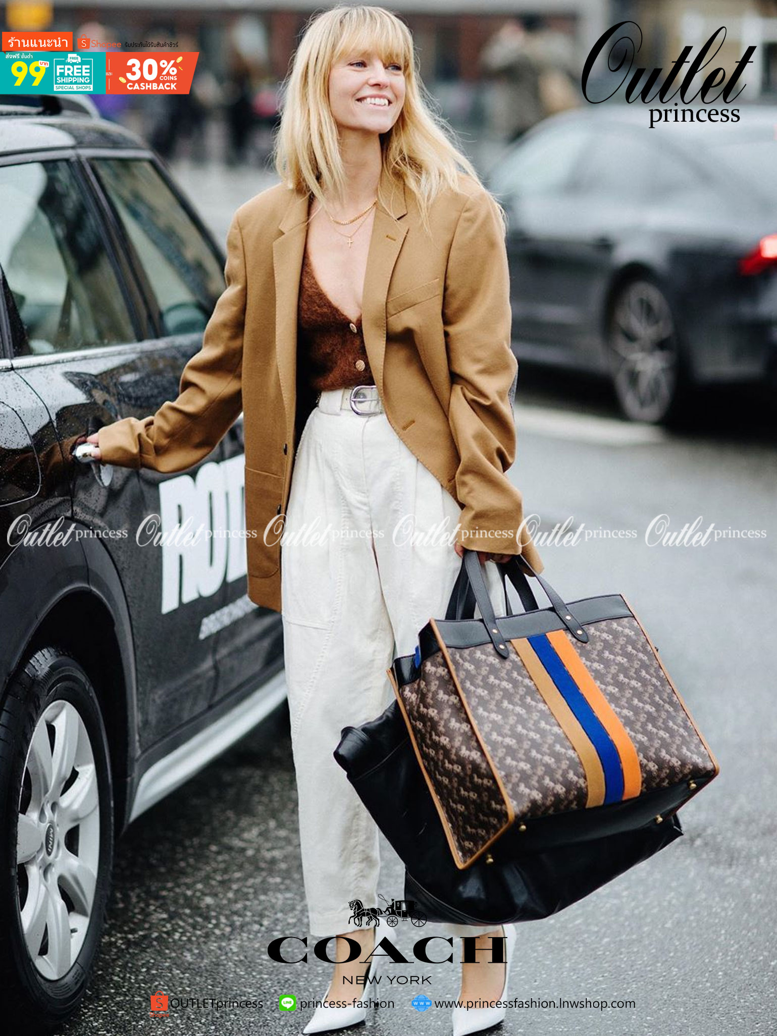 OUTLET 】Coach Field Tote With Horse And Carriage Print พร้อมส่งที่ไทย