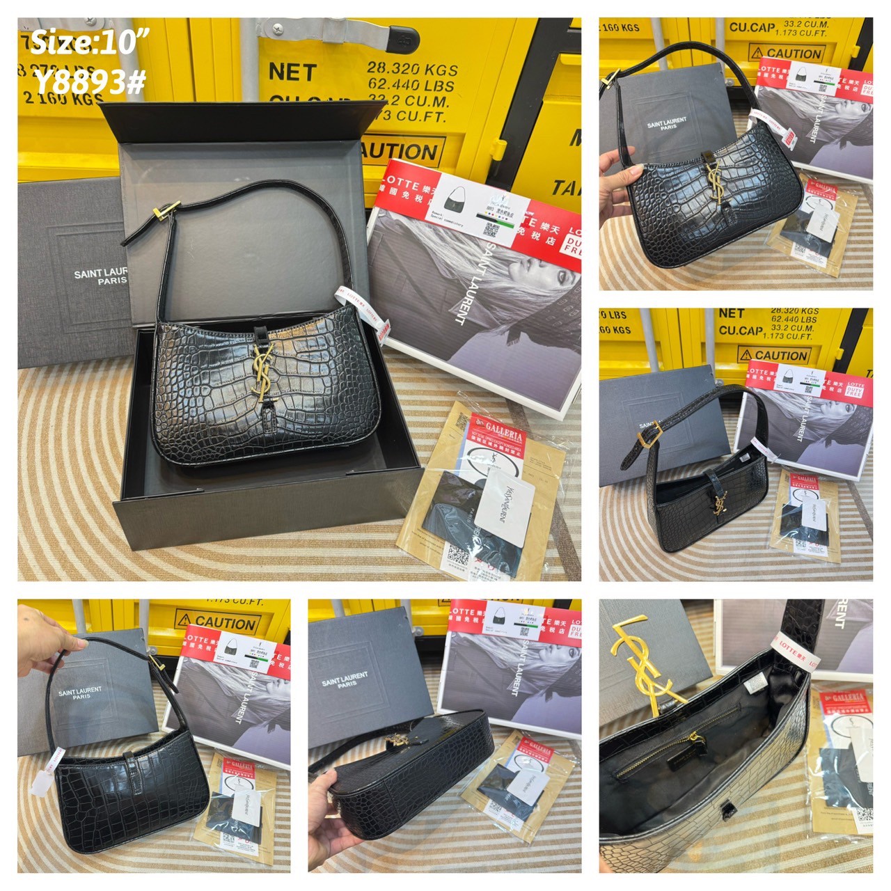 YSL le 5 à 7 in crocodile-embossed shiny leather / YSL croc hobo bag กระเป๋าสะพายไหล่ดีเทลหรู ฮอตไม่หยุด ฉ่ำสุดกับกระเป๋าสะพายไหล่ตัวแม่ คลาสสิค ดีเทลหรู สวยครบทุกมุมตอบโจทย์ทุกไลฟ์สไตล์ ใช้งานได้ง่ายและสะดวก *วัสดุหนังลายจระเข้ น้ำหนักเบา