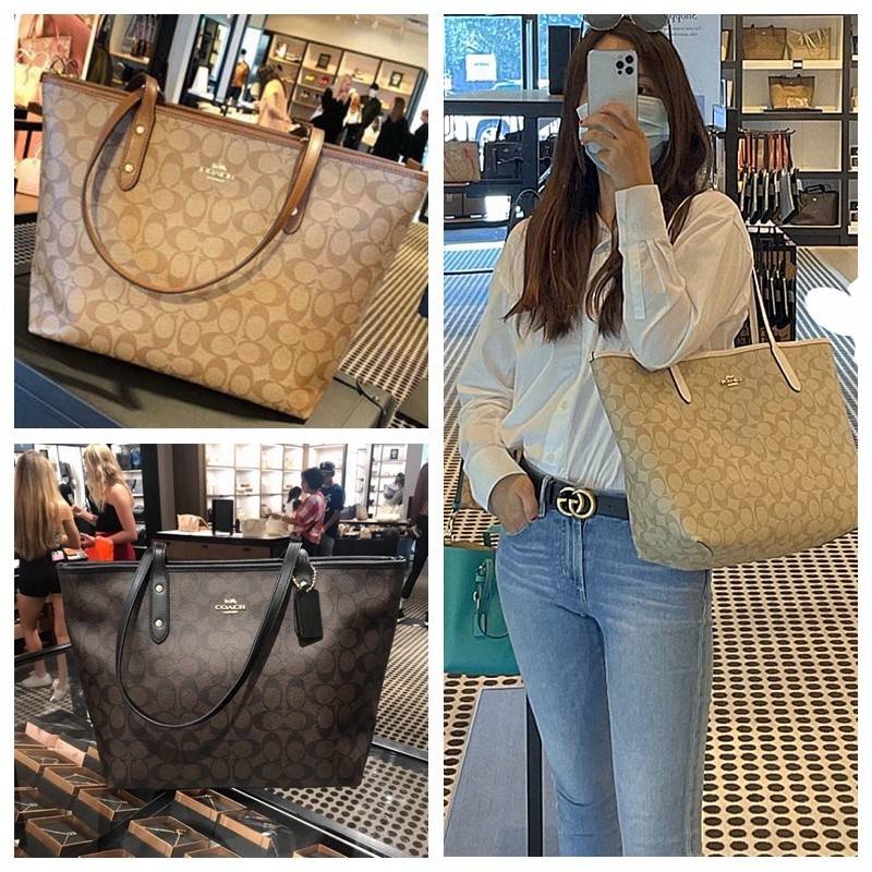 OUTLET 】COACH F58292 CITY ZIP TOTE IN SIGNATURE 16" รุ่นขายดี!! ไซส์ใหญ่ สีสวยมาให้แบบจัดเต็ม!! กระเป๋าถือทรงโท้ทใบใหญ่ สวยน่าใช้ทุกสี สะพายคล้องไหล่ได้เก๋ๆ จุของแน่นๆไปเลยจ้า!! วัสดุหนังแคนวาสคุณภาพ ปากกระเป๋าเปิด-ปิดด้วยซิป กันของหล่นได้ ถือไปไหนก็