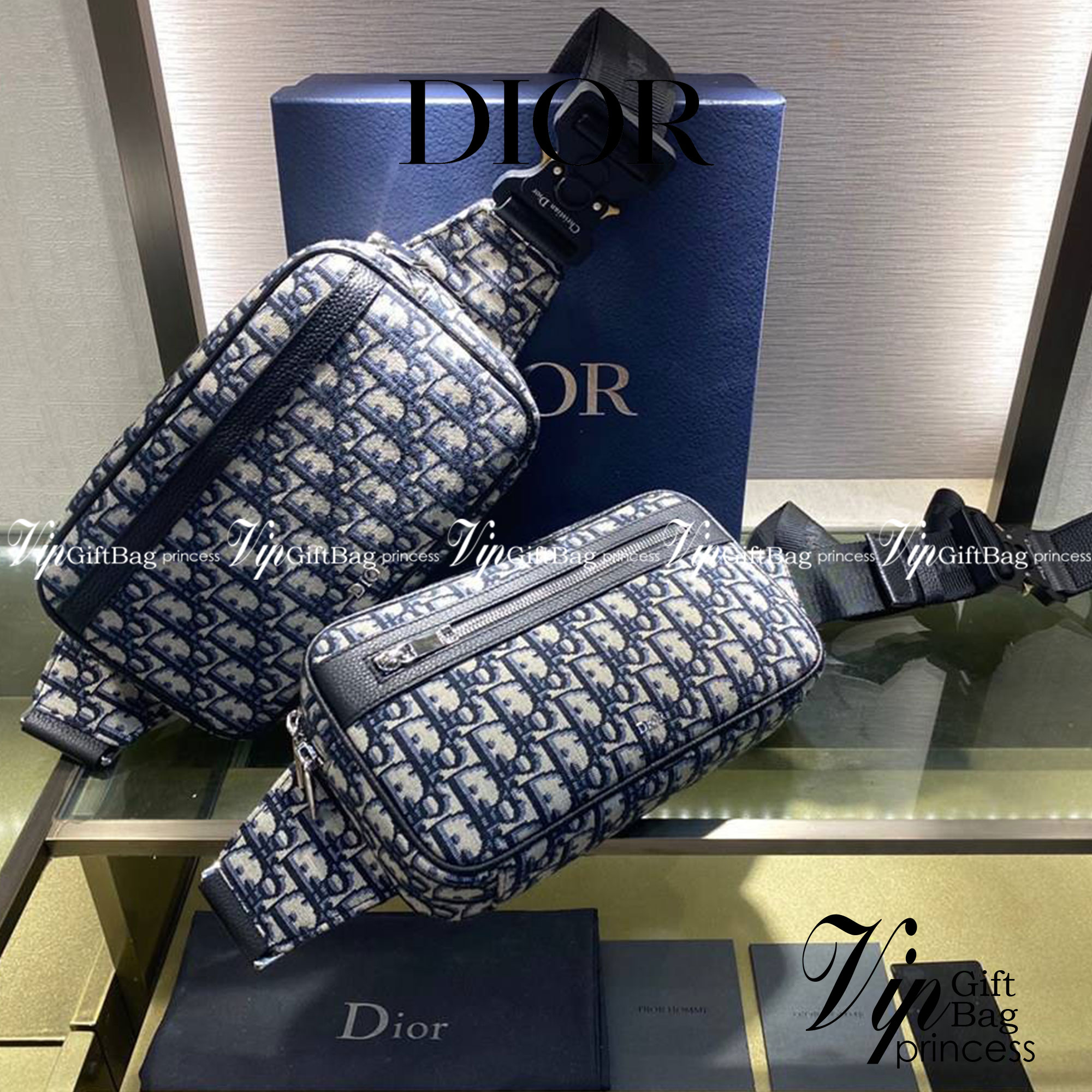 หนังแท้ DIOR BEIGN AND OBLIQUE JACQUARD WAIST BAG / DIOR Belt Bag พร้อมส่งที่ไทย งานหนังแท้และผ้าแจ็คการ์ดออริจินอล ภาพสินค้าถ่ายจากงานขายจริง ใช้งานต่างประเทศได้