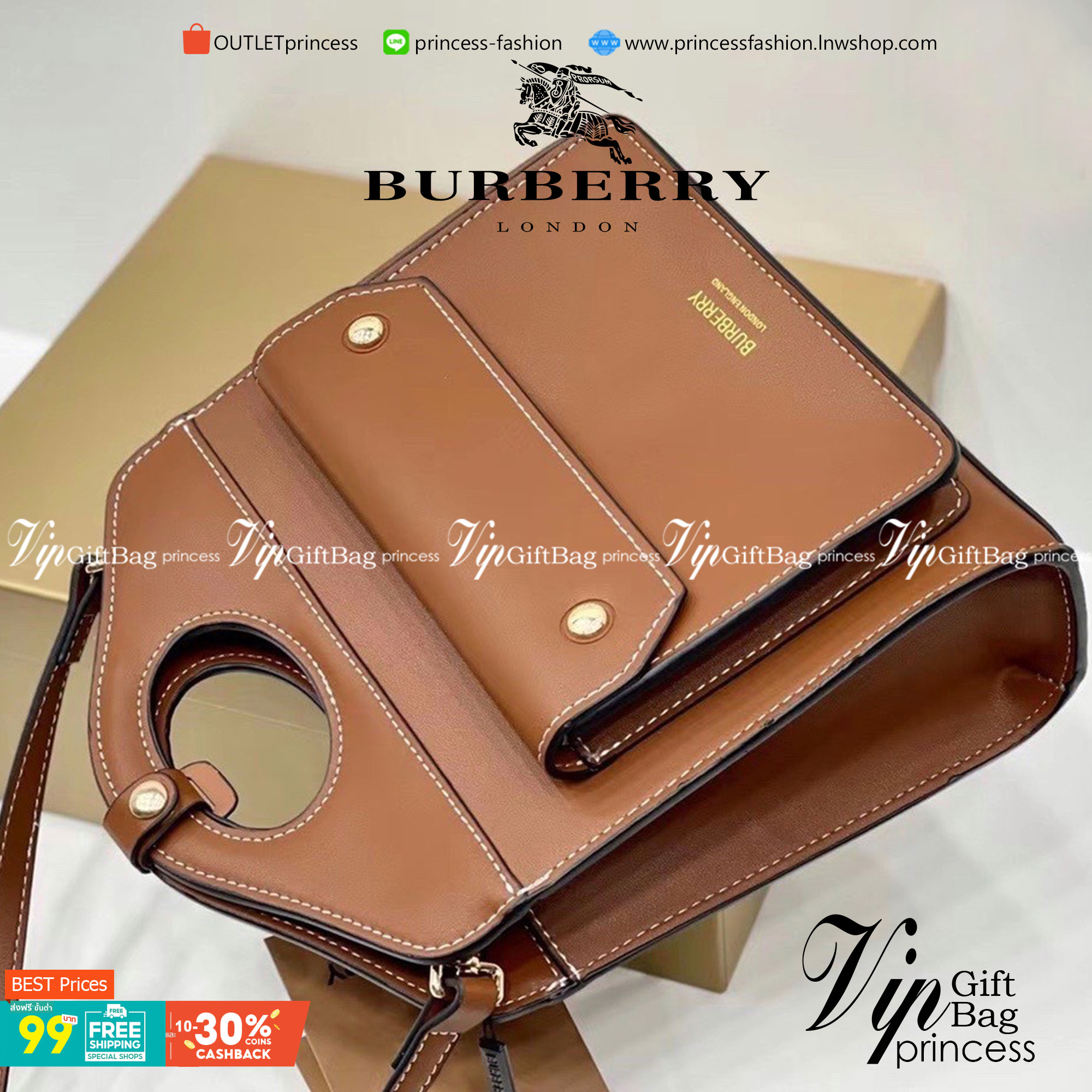 VIP 】BURBERRY FRAGRANCES CROSSBODY BAG VIP GIFT WITH PURCHASE (GWP) พรีเมี่ยมกิ๊ฟ Limited Edition ใหม่ล่าสุดจาก BURBERRY PERFUME วัสดุหนังแท้ Calf Skin ทรงเหลี่ยม ดีไซน์สวยหรูอยู่ทรง ด้านหน้ามีช่องใส่ของ ภายในโล่งกว้าง มีช่องซิปแบรนด์ สามารถใส่กระเป๋าสตาง