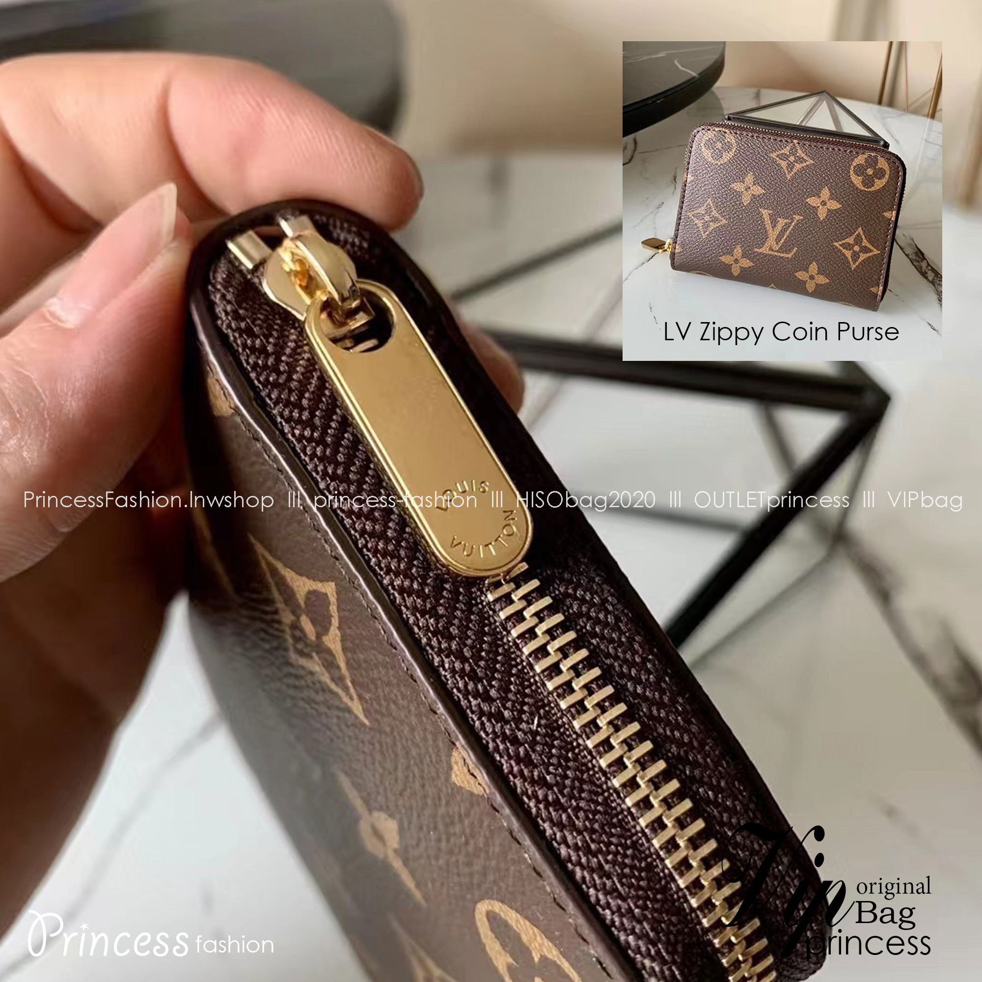 TOPori LV Zippy Coin Purse กระเป๋าสตางค์ ใส่เหรียญ รุ่นซิปรอบ เกรดท็อปออริ เกรดดีสุด 1:1 ใช้งานต่างประเทศได้