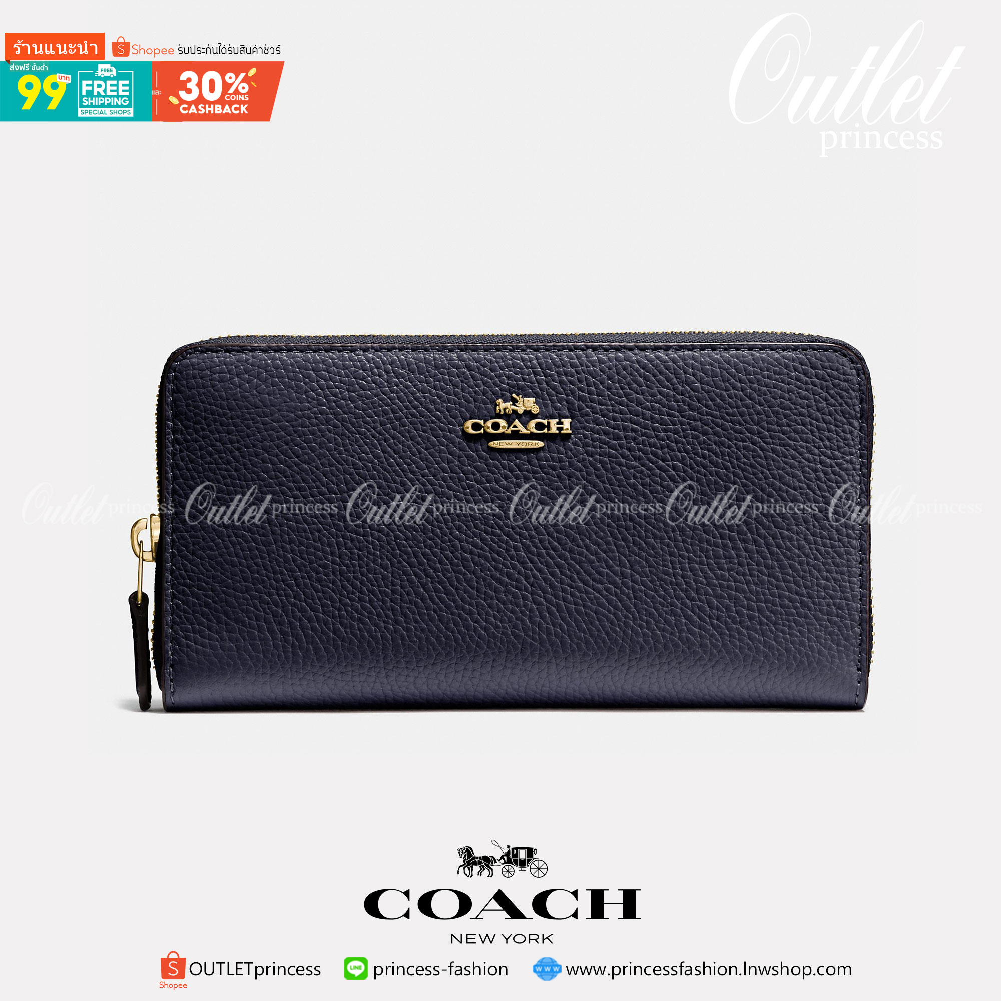 ของแท้ 💯% COACH ACCORDION ZIP WALLET ((52372)) พร้อมส่ง! กระเป๋าสตางค์ใบยาวซิปรอบ หนังแท้ลายหนังสวย