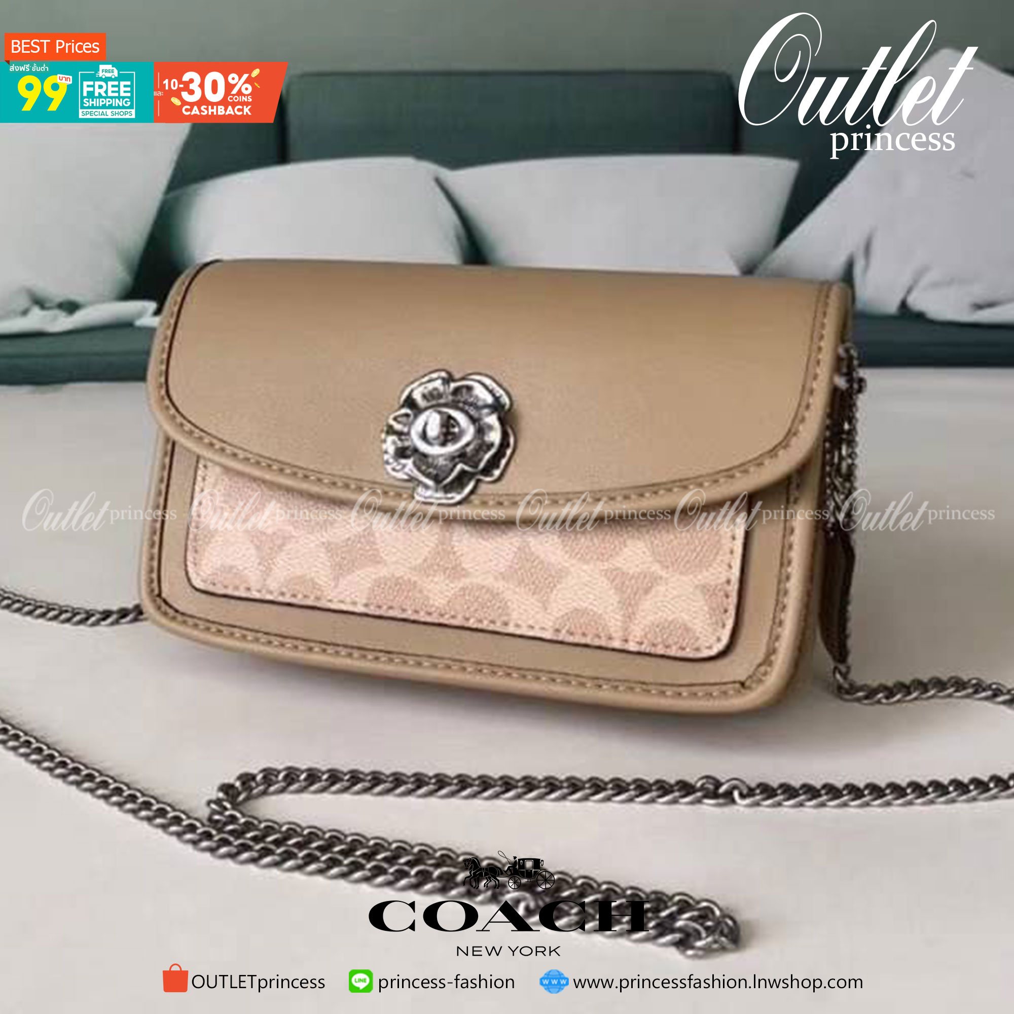 ของแท้ 💯% 】Coach Parker Crossbody In Blocked Signature Canvas